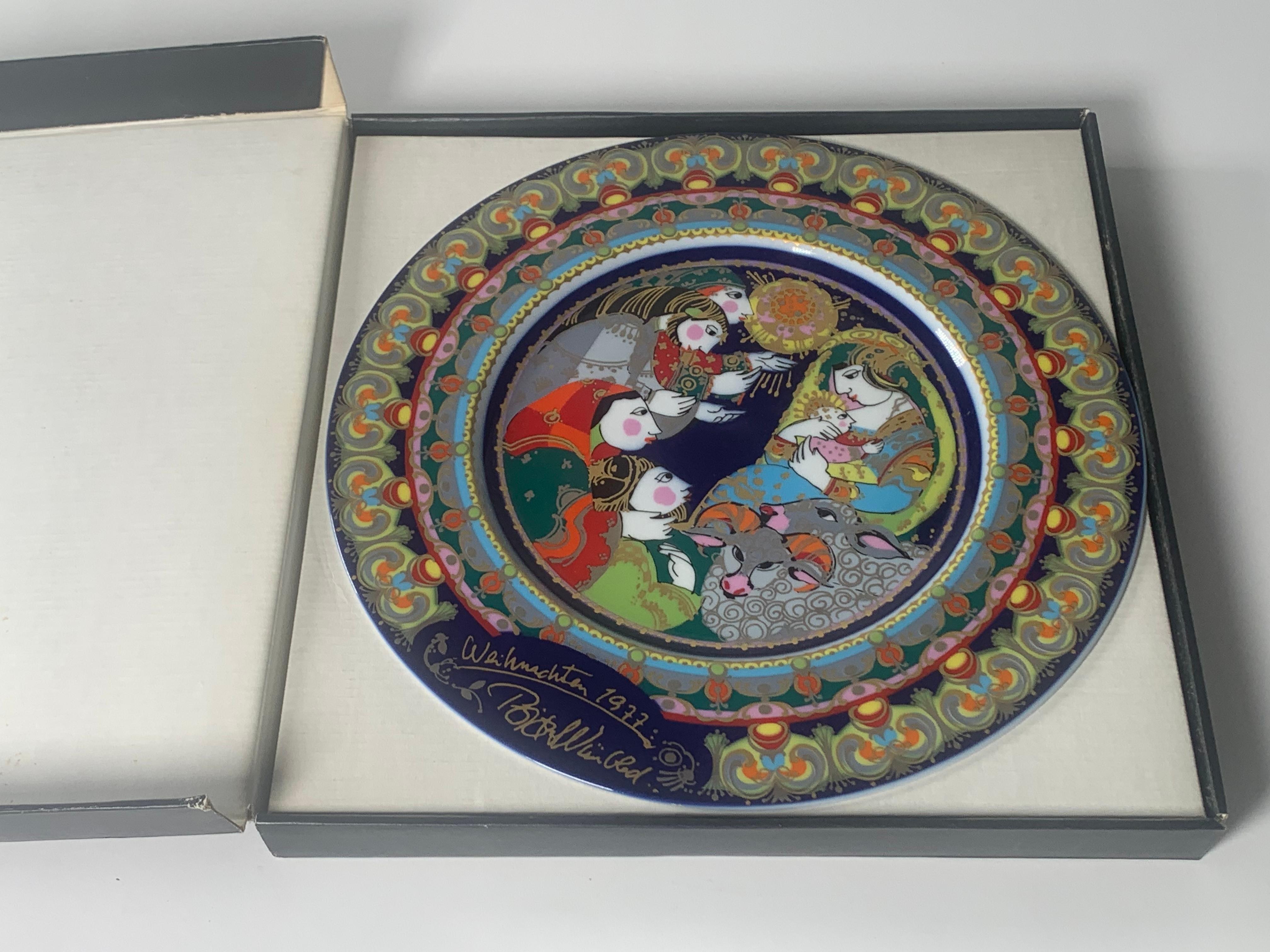 German Christmas Songs Plate by Bjorn Wiinblad for Rosenthal from 1977 For Sale