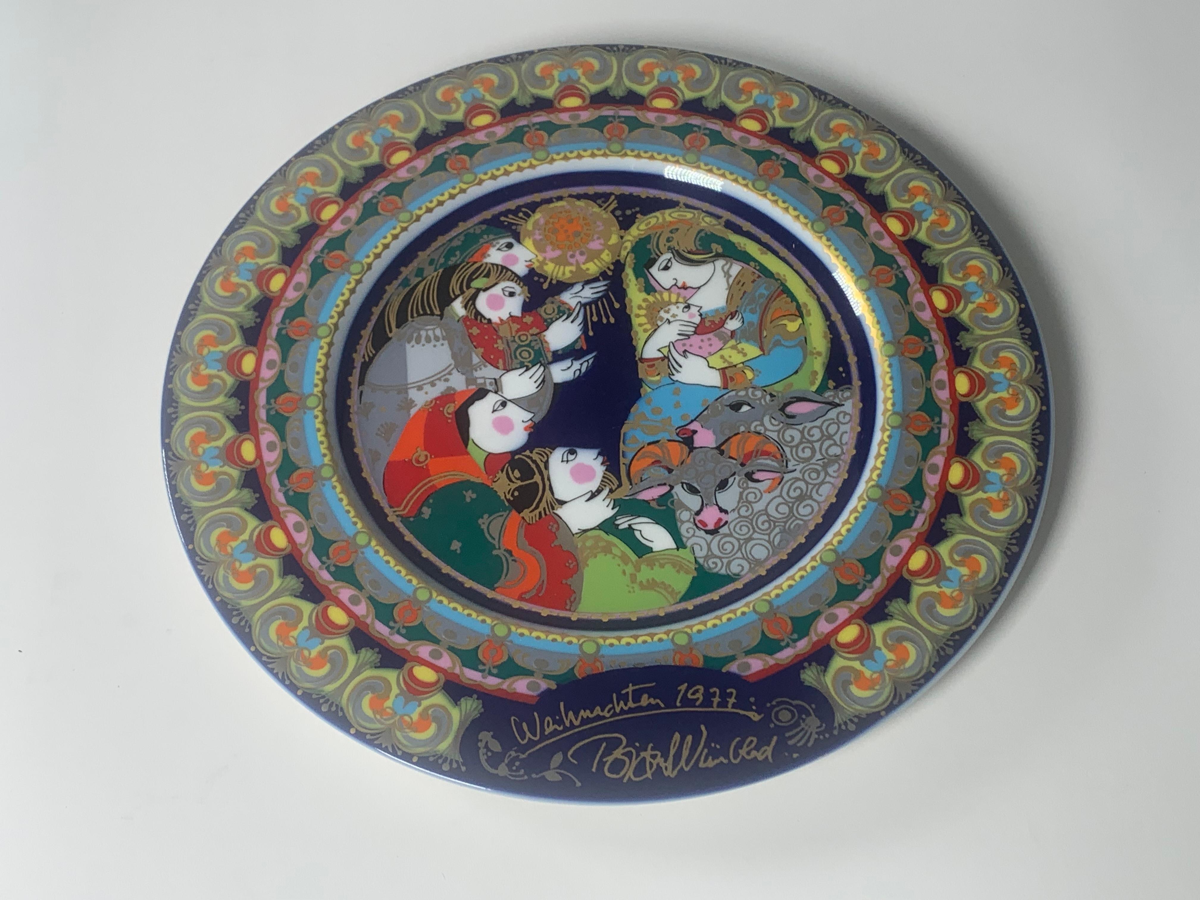 Late 20th Century Christmas Songs Plate by Bjorn Wiinblad for Rosenthal from 1977 For Sale