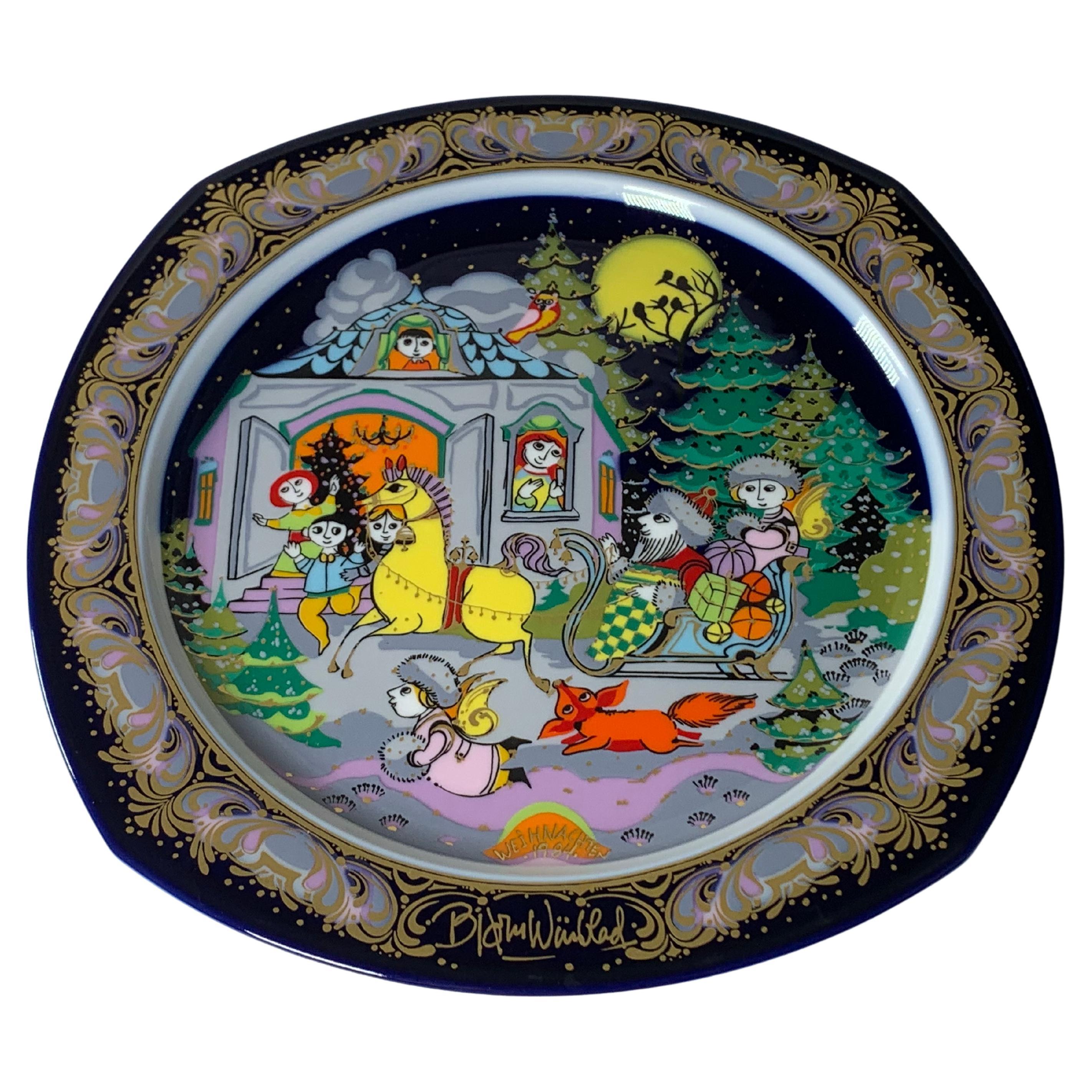 Christmas Songs Plate by Bjorn Wiinblad for Rosenthal from 1984 For Sale