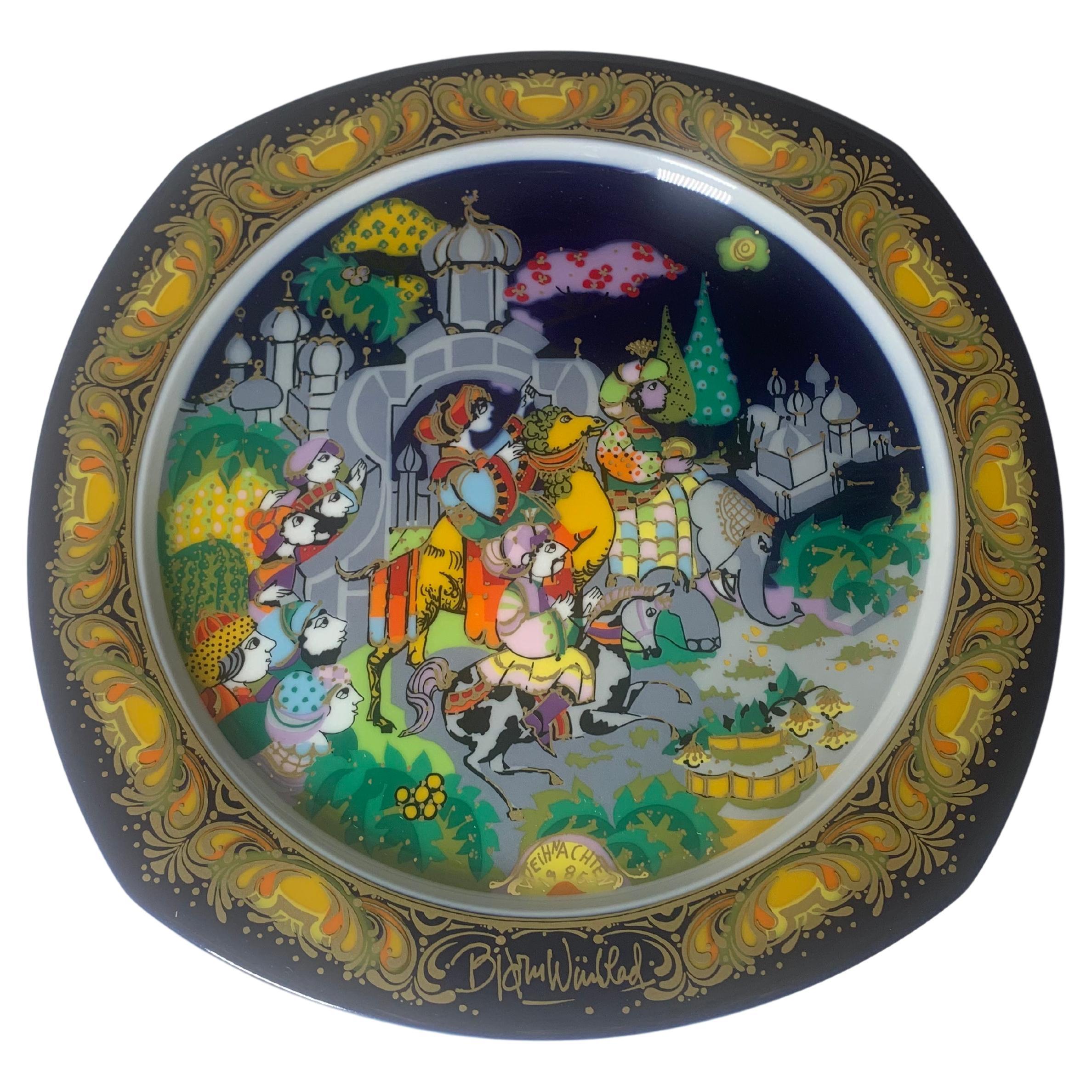 Assiette de Noël de Bjorn Wiinblad pour Rosenthal de 1985 en vente