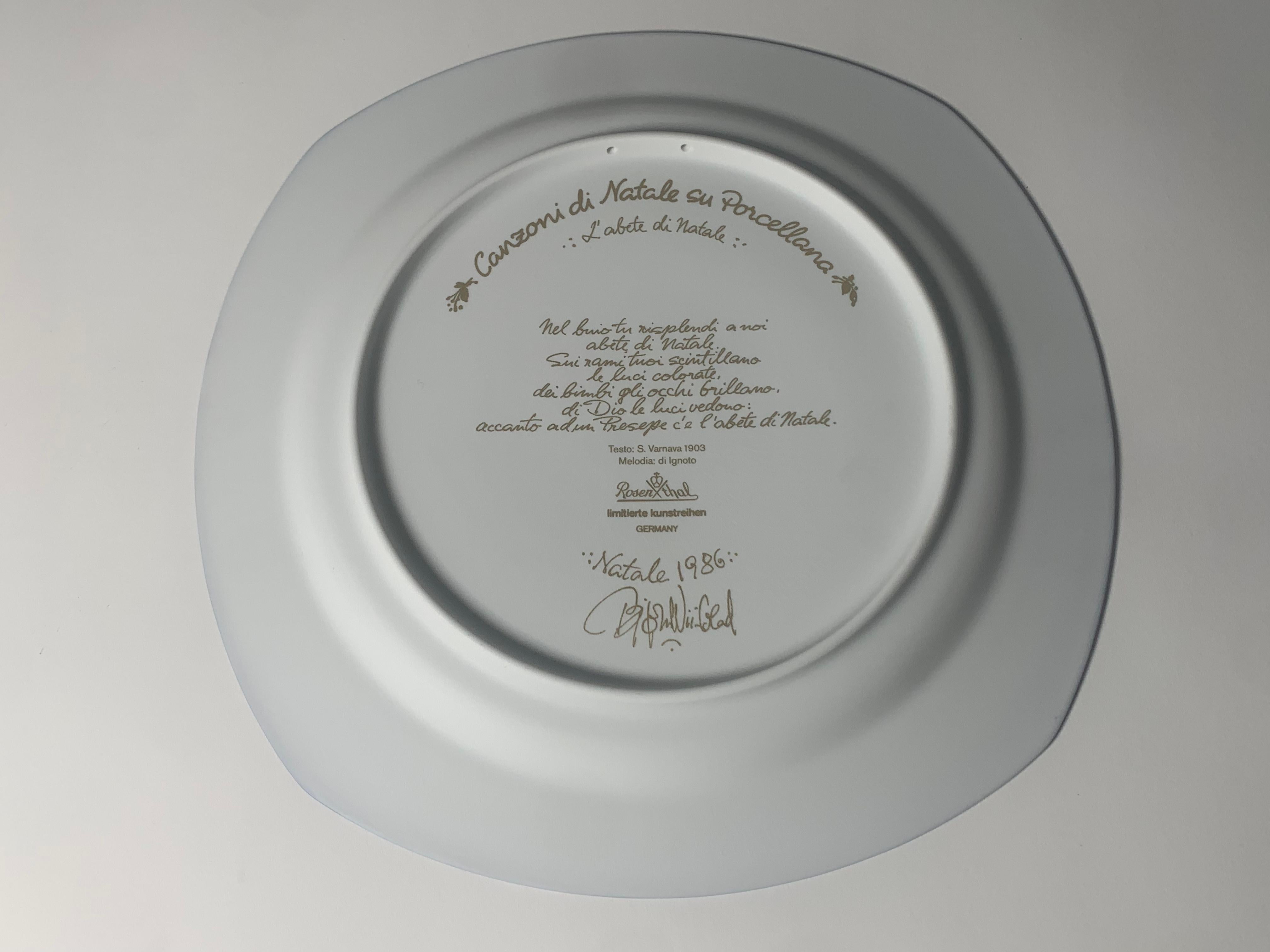 German Christmas Songs Plate by Bjorn Wiinblad for Rosenthal from 1986 For Sale