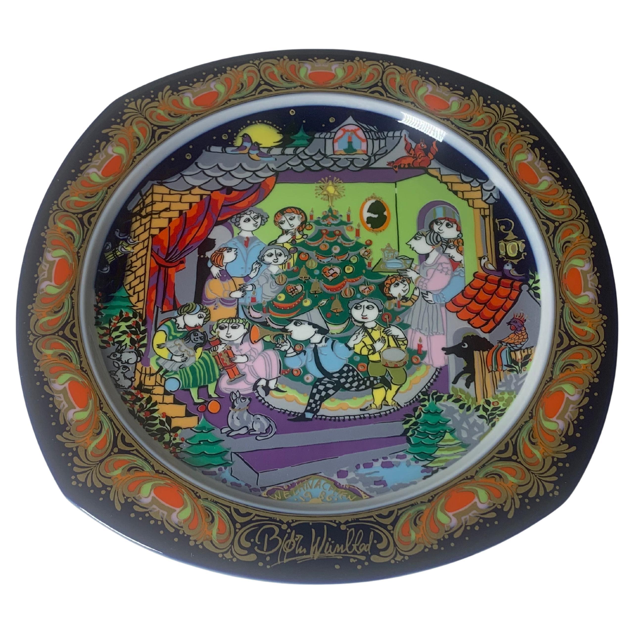 Christmas Songs Plate by Bjorn Wiinblad for Rosenthal from 1986 For Sale