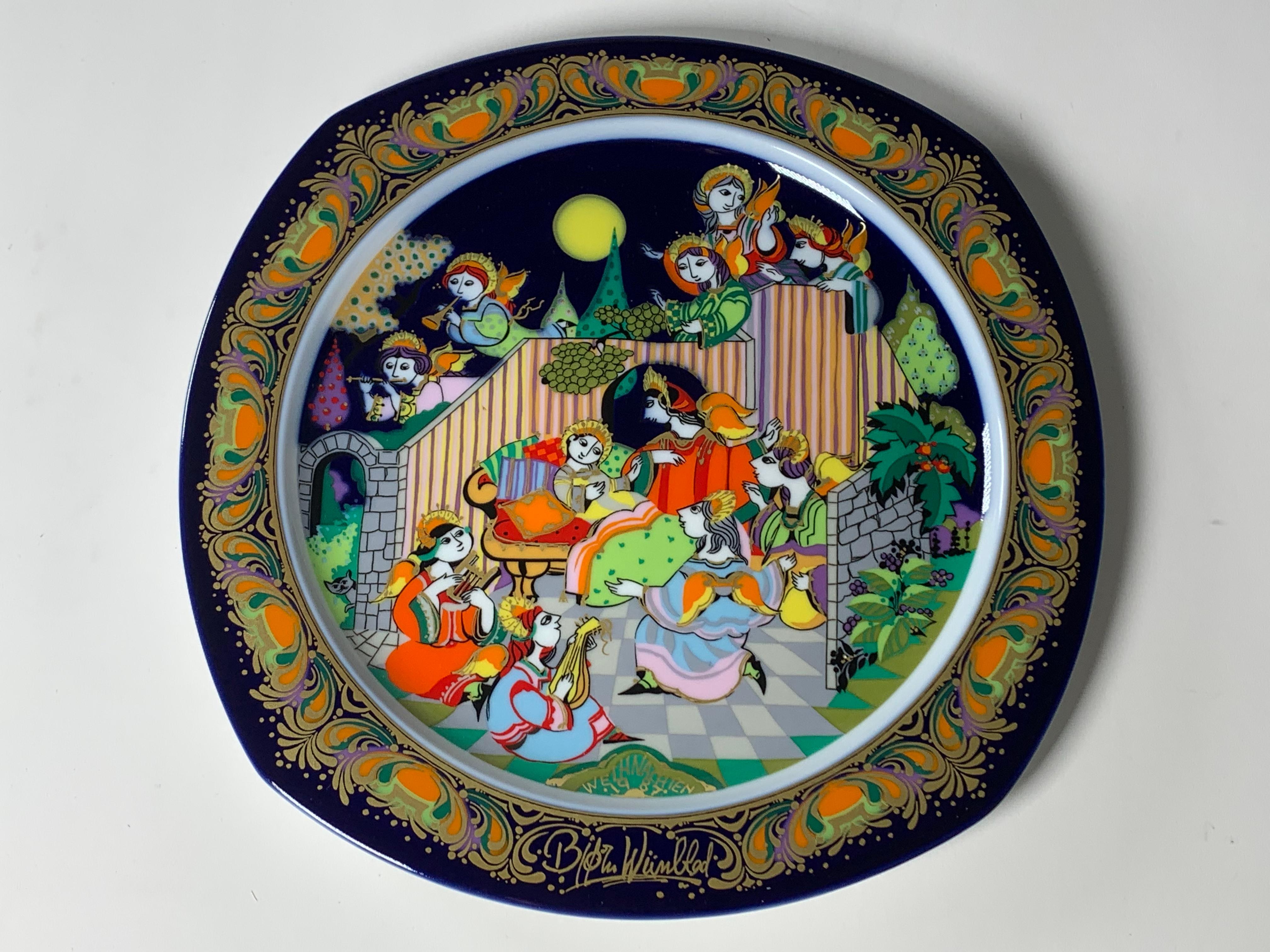 Modern Christmas Songs Plate by Bjorn Wiinblad for Rosenthal from 1987 For Sale