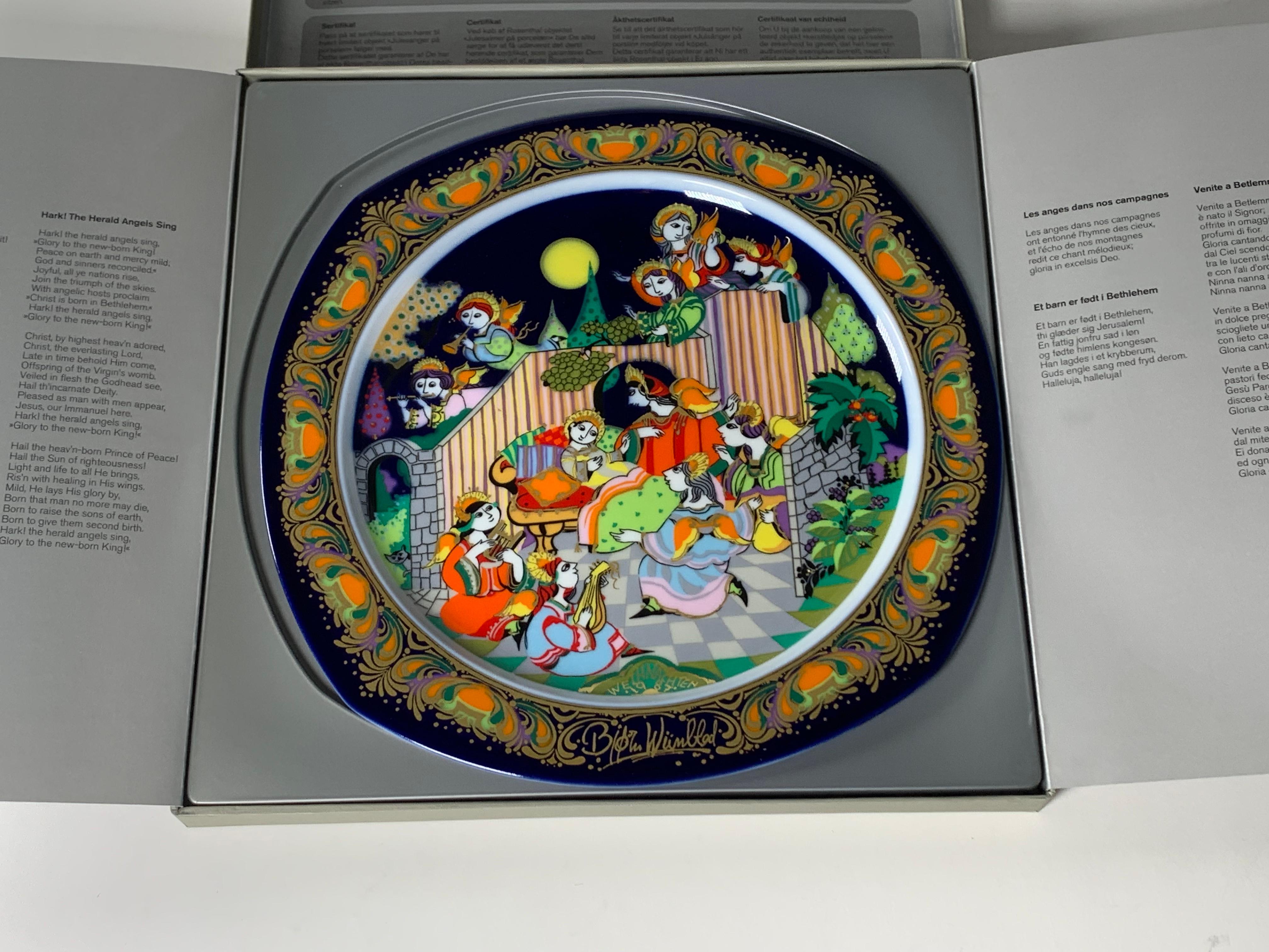 German Christmas Songs Plate by Bjorn Wiinblad for Rosenthal from 1987 For Sale