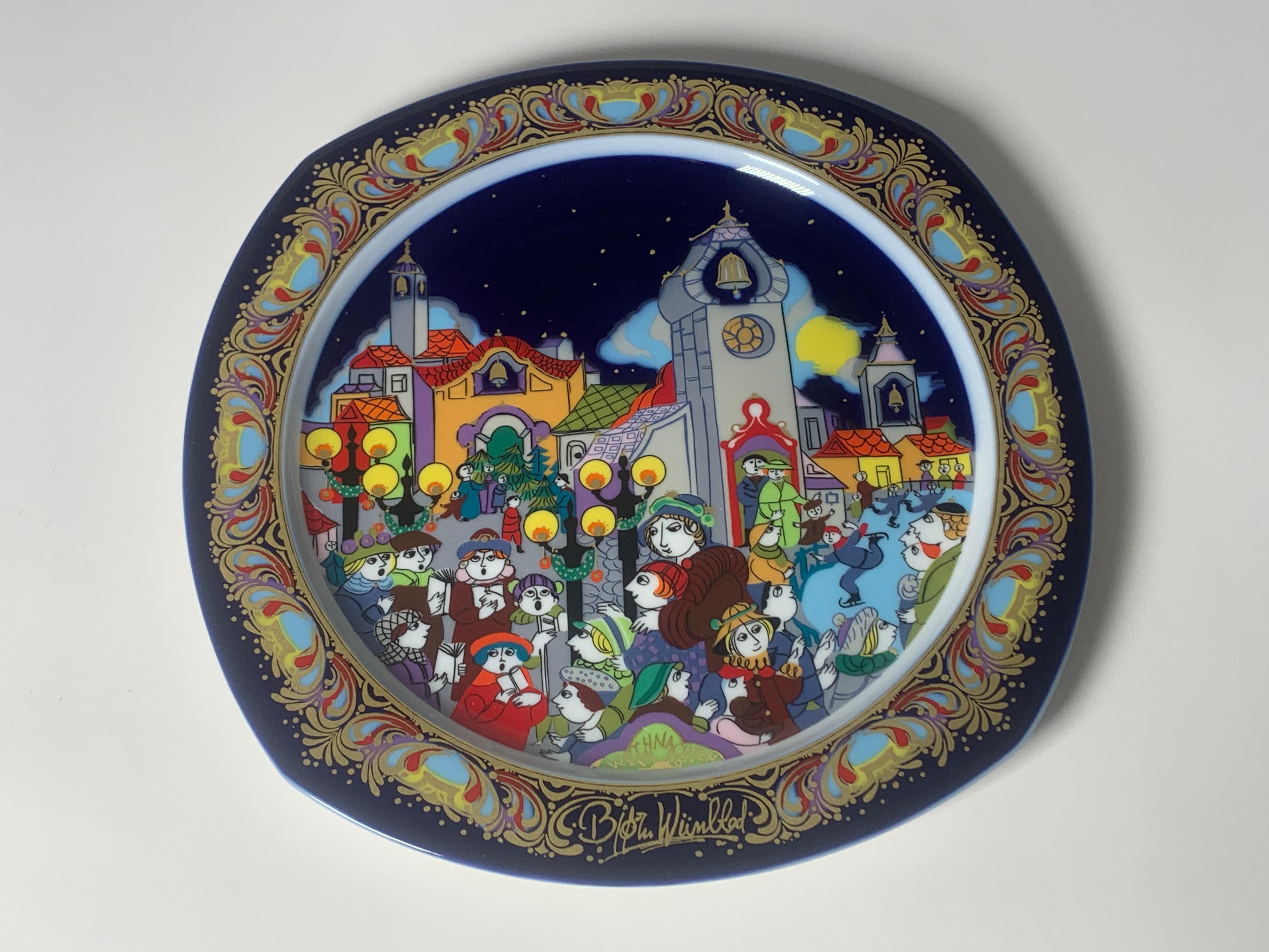 Modern Christmas Songs Plate by Bjorn Wiinblad for Rosenthal from 1988 For Sale