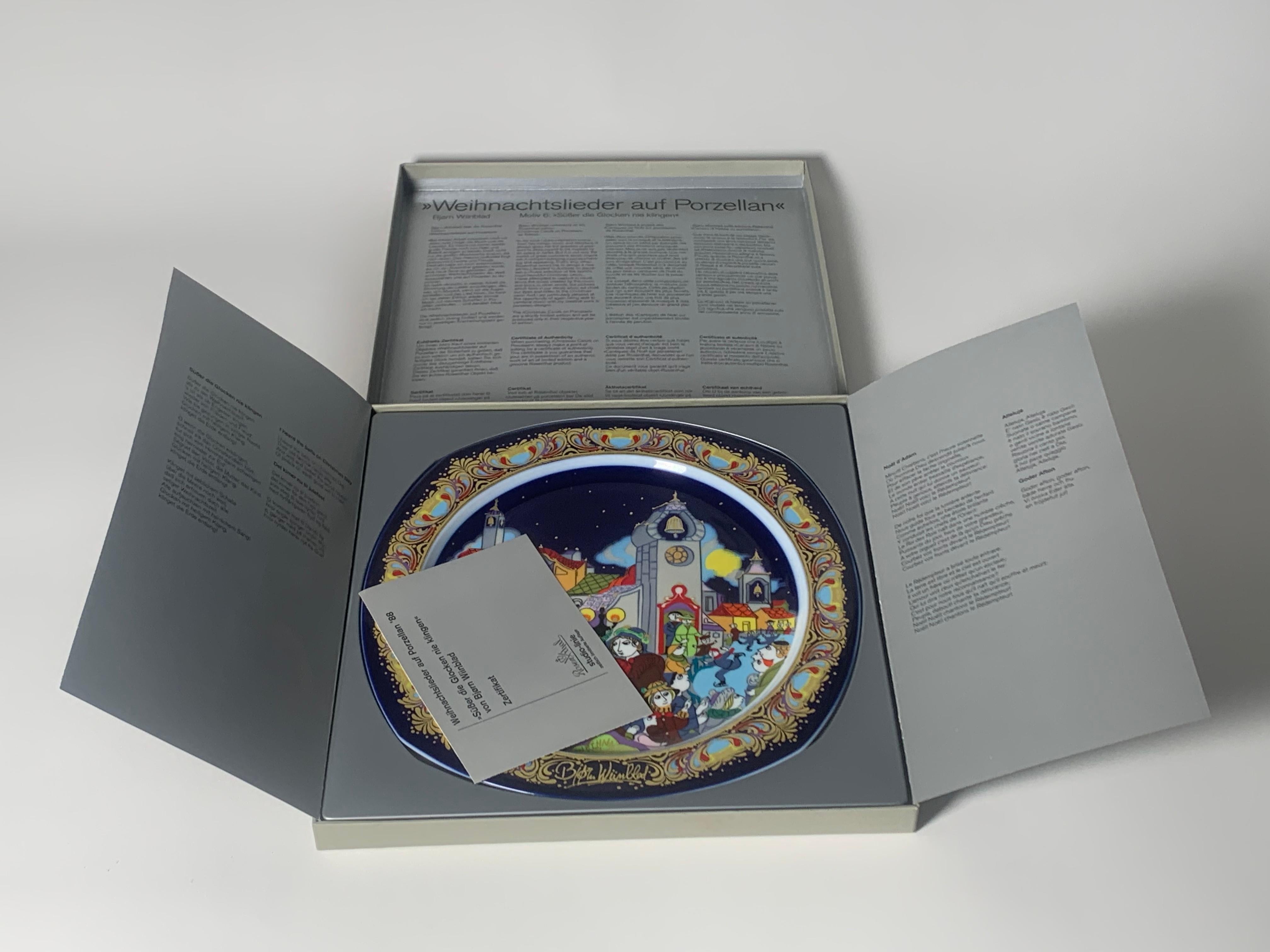German Christmas Songs Plate by Bjorn Wiinblad for Rosenthal from 1988 For Sale