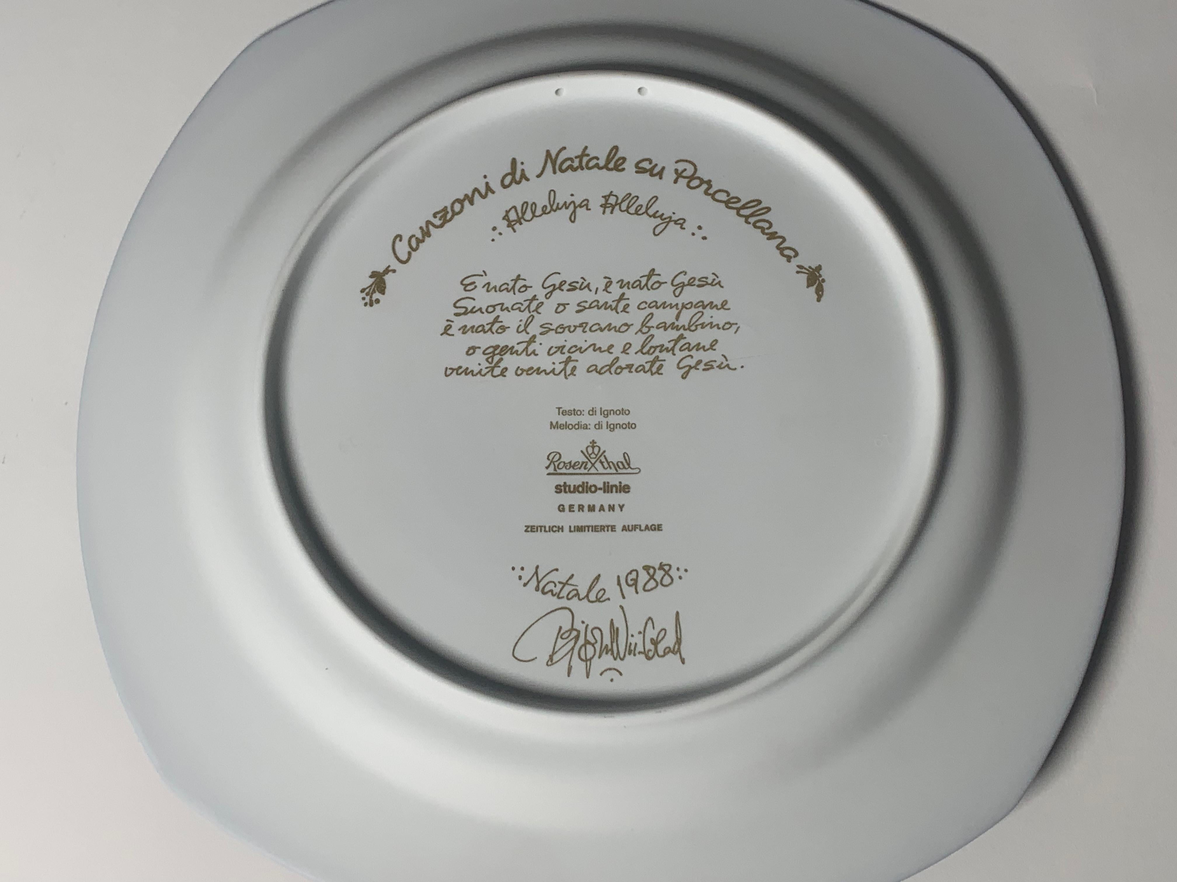 Christmas Songs Plate by Bjorn Wiinblad for Rosenthal from 1988 In Excellent Condition For Sale In Milan, Italy