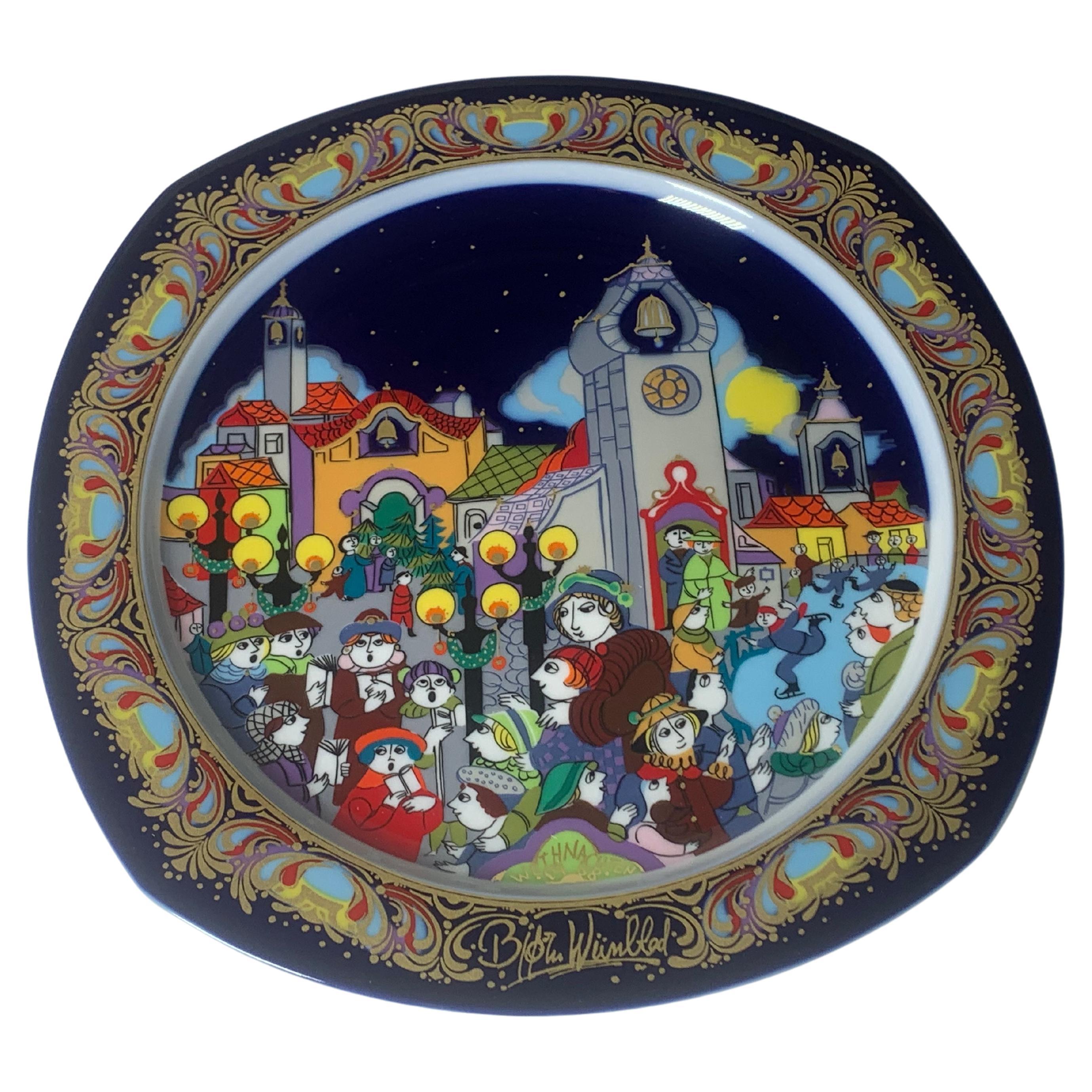 Assiette de Noël de Bjorn Wiinblad pour Rosenthal de 1988 en vente