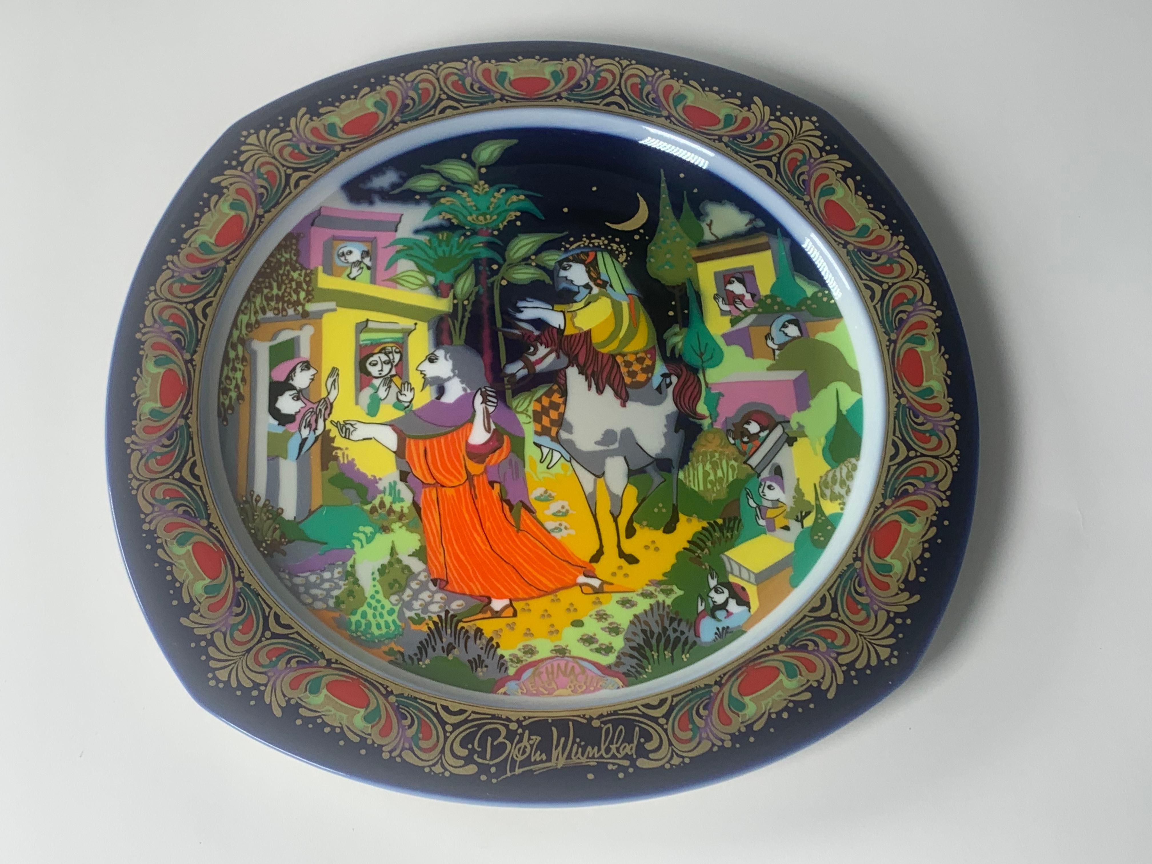 Modern Christmas Songs Plate by Bjorn Wiinblad for Rosenthal from 1989 For Sale