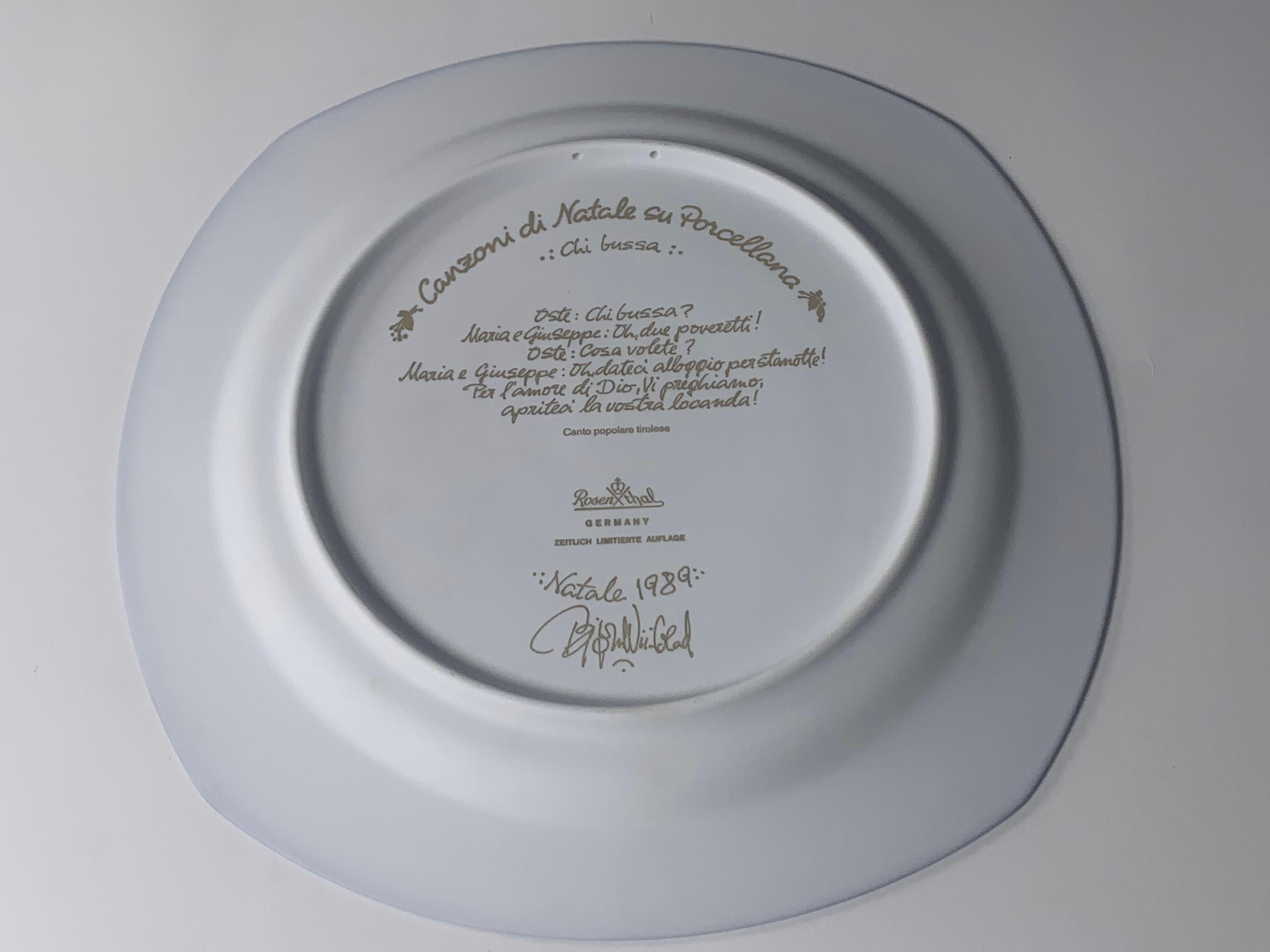 German Christmas Songs Plate by Bjorn Wiinblad for Rosenthal from 1989 For Sale