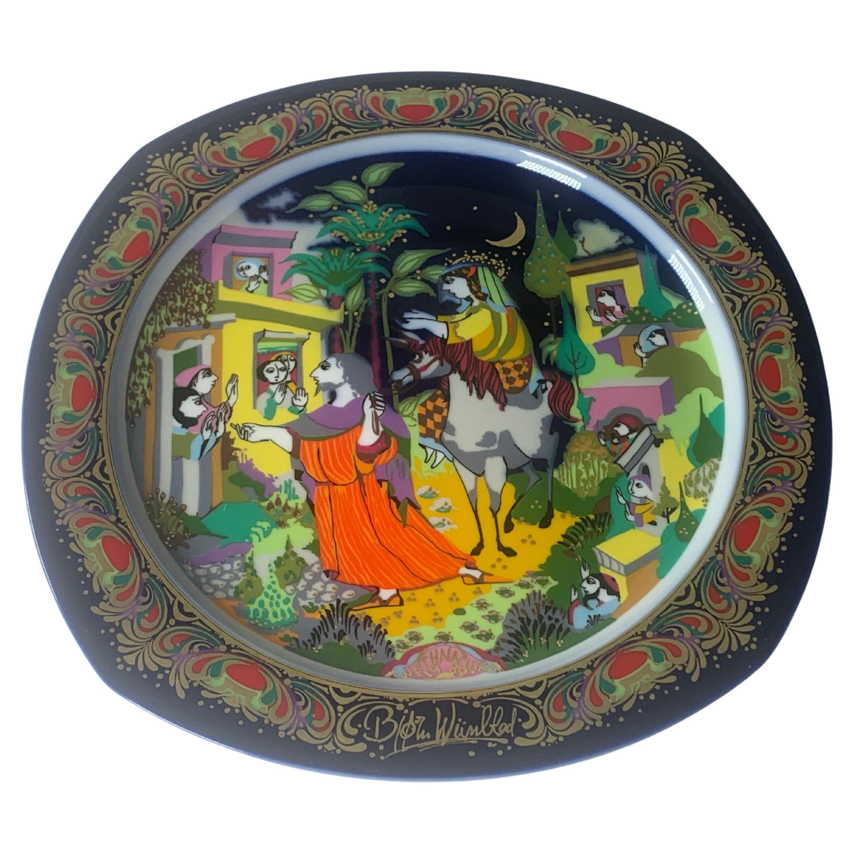 Christmas Songs Plate by Bjorn Wiinblad for Rosenthal from 1989 For Sale