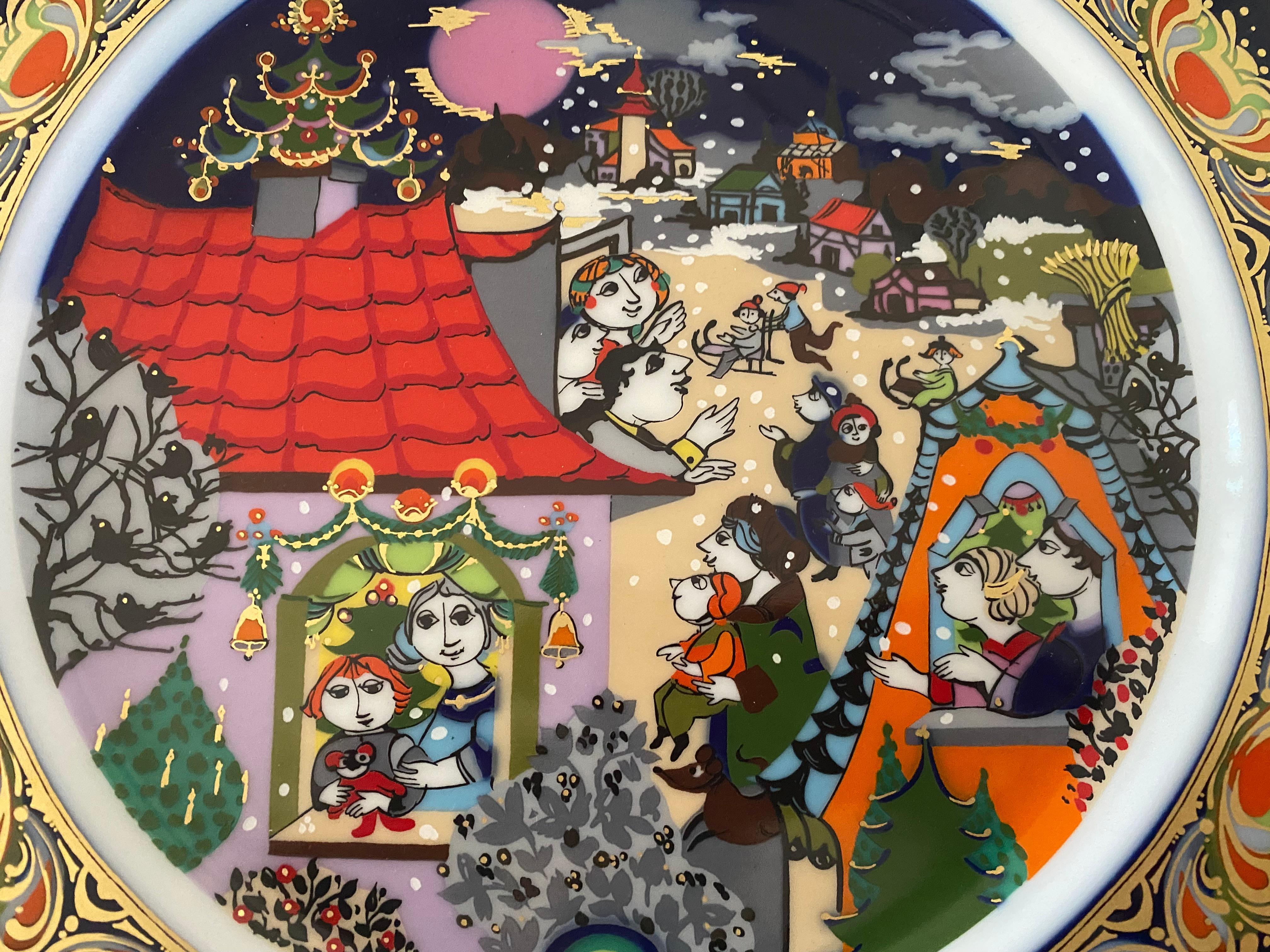 German Christmas Songs Plate by Bjorn Wiinblad for Rosenthal from 1990 For Sale