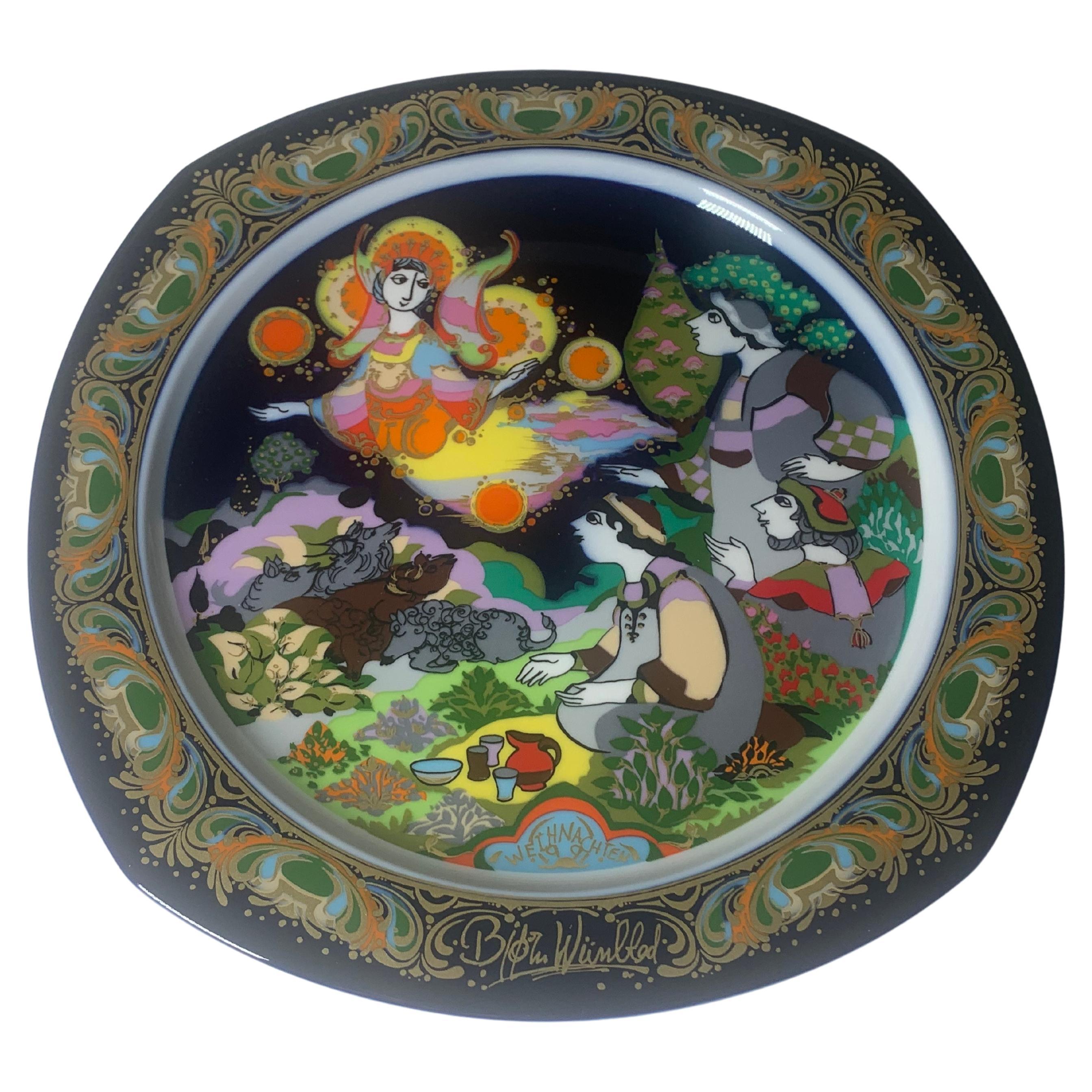 Christmas Songs Plate by Bjorn Wiinblad for Rosenthal from 1991 For Sale