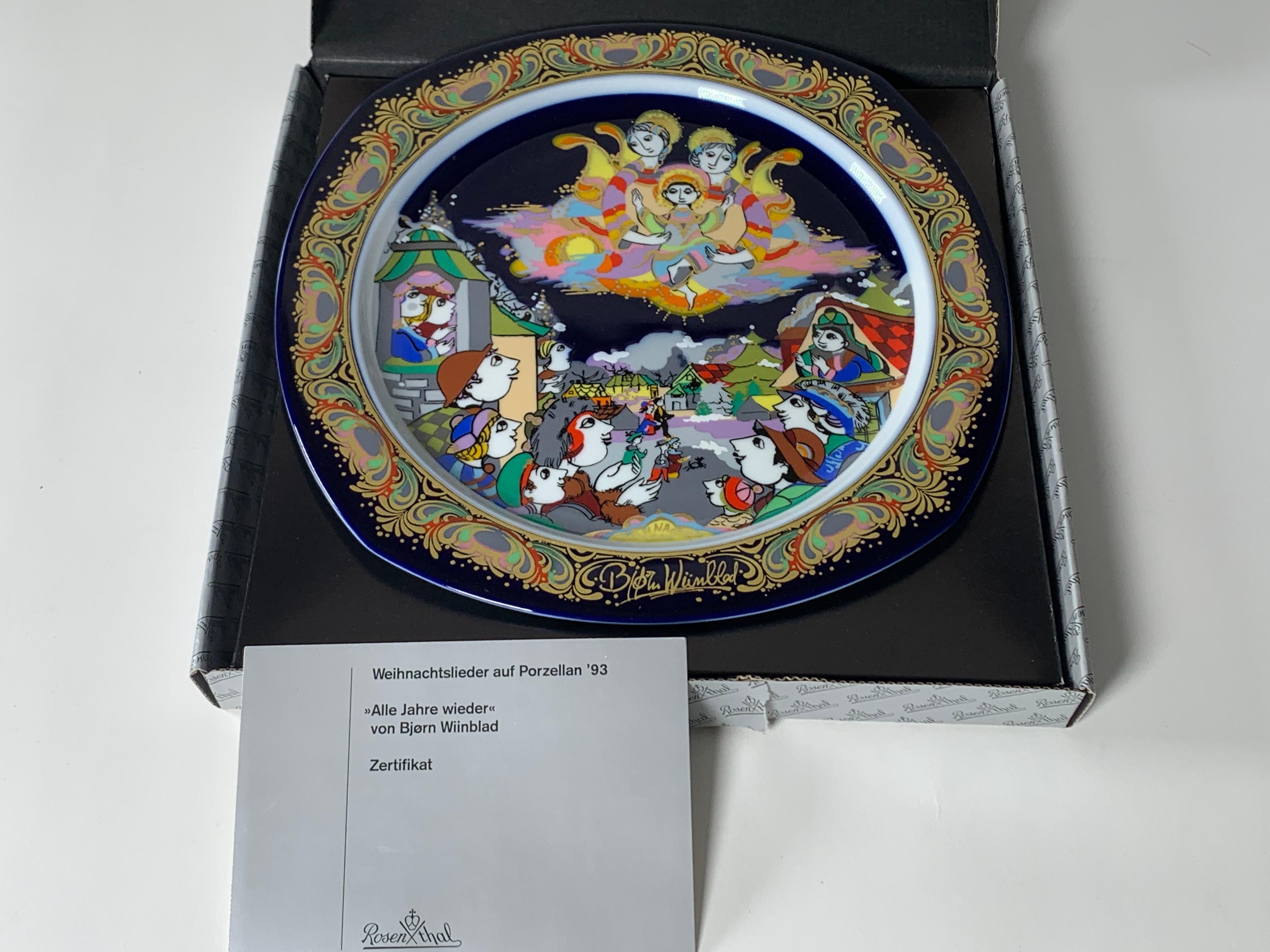 Modern Christmas Songs Plate by Bjorn Wiinblad for Rosenthal from 1993 For Sale