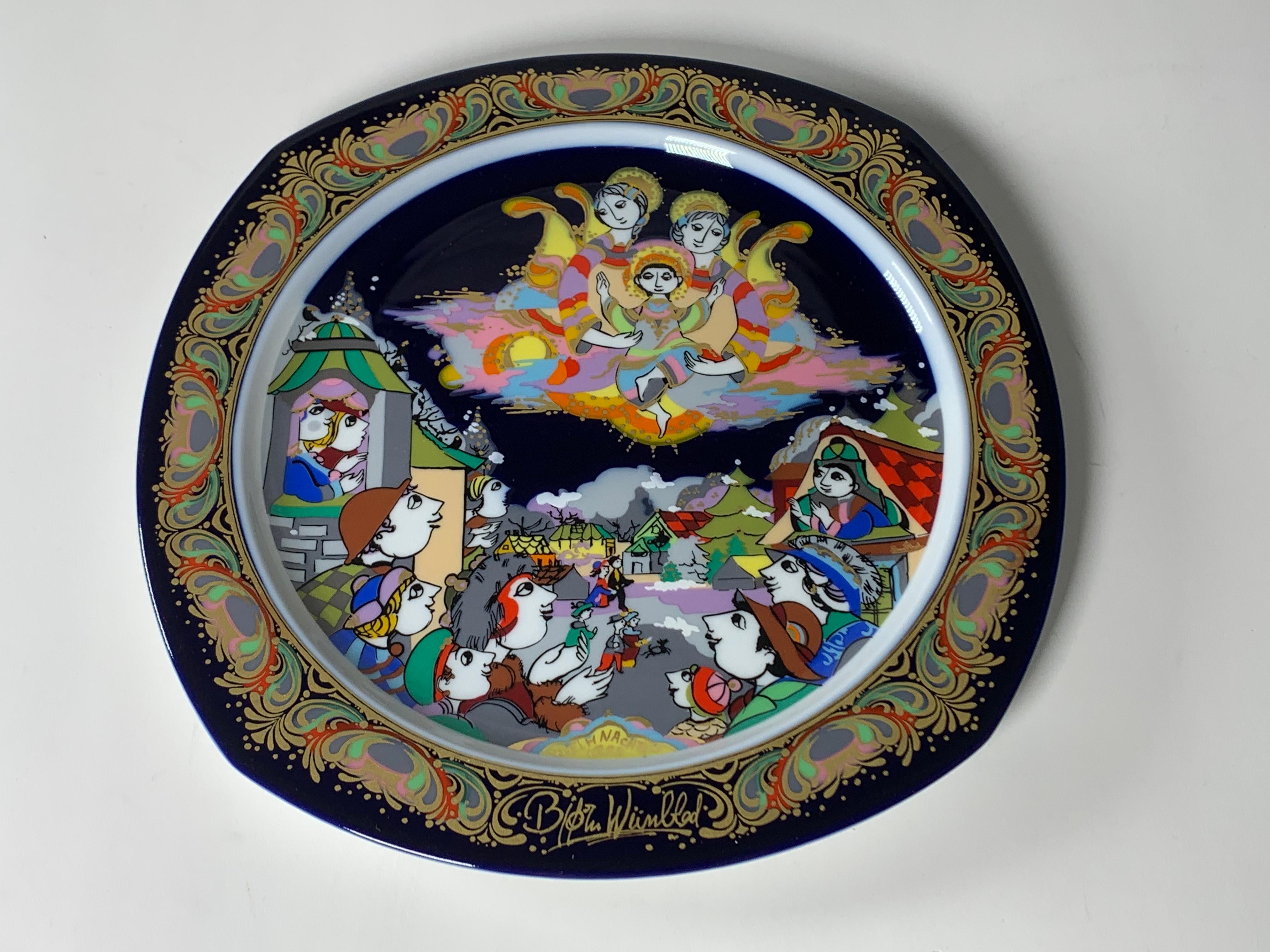German Christmas Songs Plate by Bjorn Wiinblad for Rosenthal from 1993 For Sale