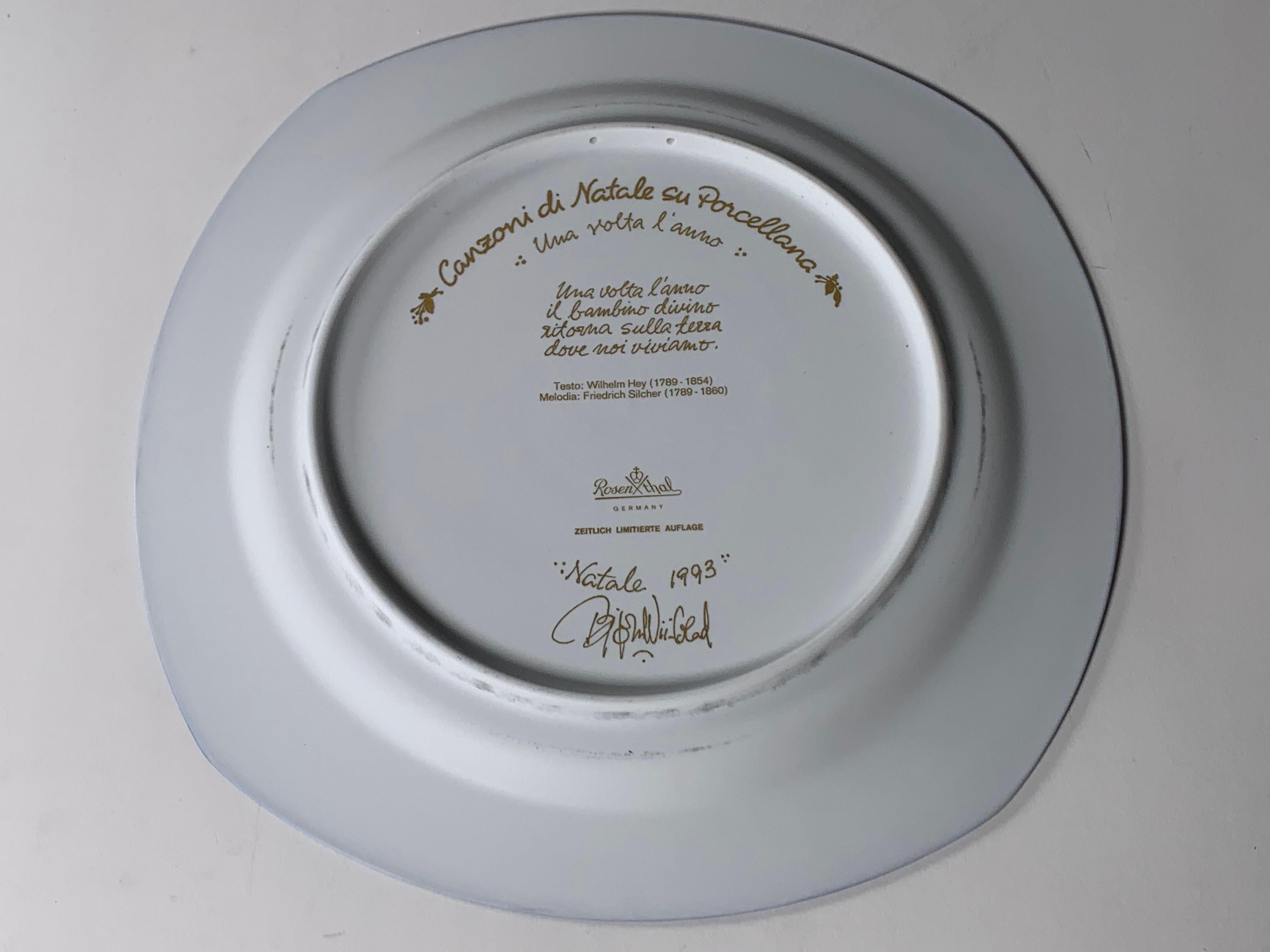 Christmas Songs Plate by Bjorn Wiinblad for Rosenthal from 1993 In Excellent Condition For Sale In Milan, Italy