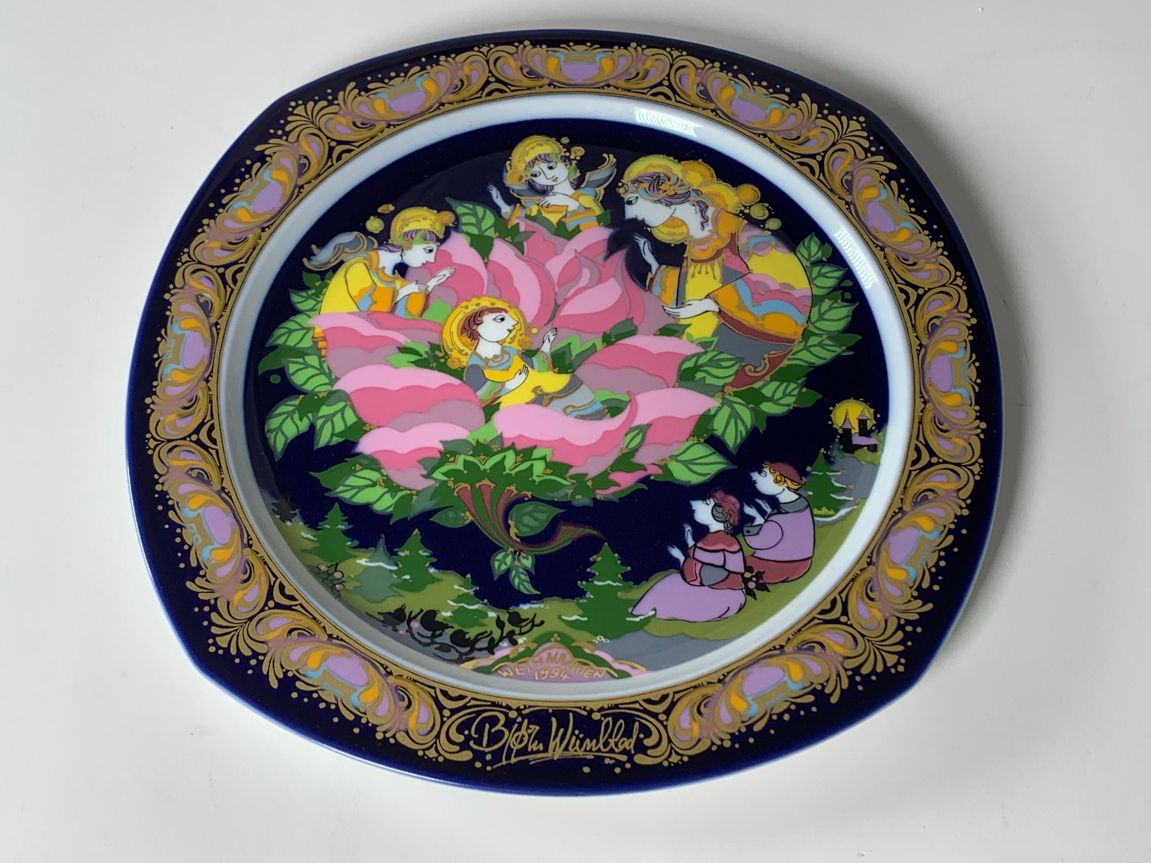 German Christmas Songs Plate by Bjorn Wiinblad for Rosenthal from 1994 For Sale