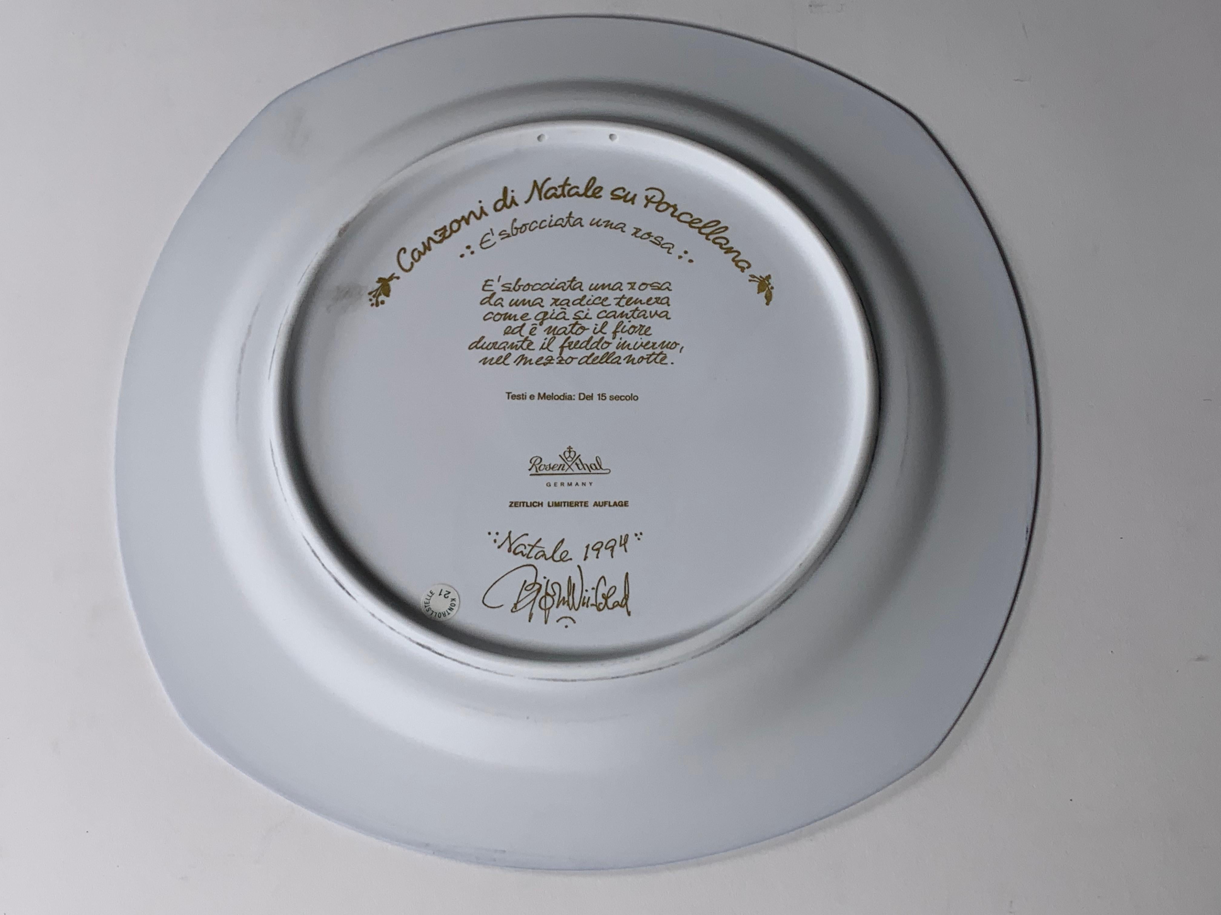 Christmas Songs Plate by Bjorn Wiinblad for Rosenthal from 1994 In Excellent Condition For Sale In Milan, Italy
