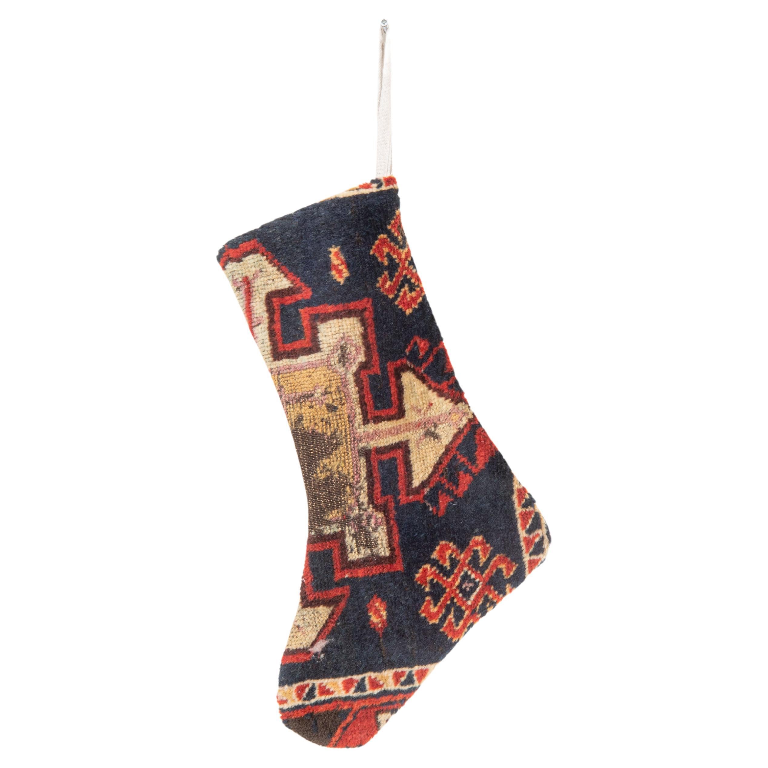 Christmas Stocking Made from Anatolian Rug Fragments For Sale