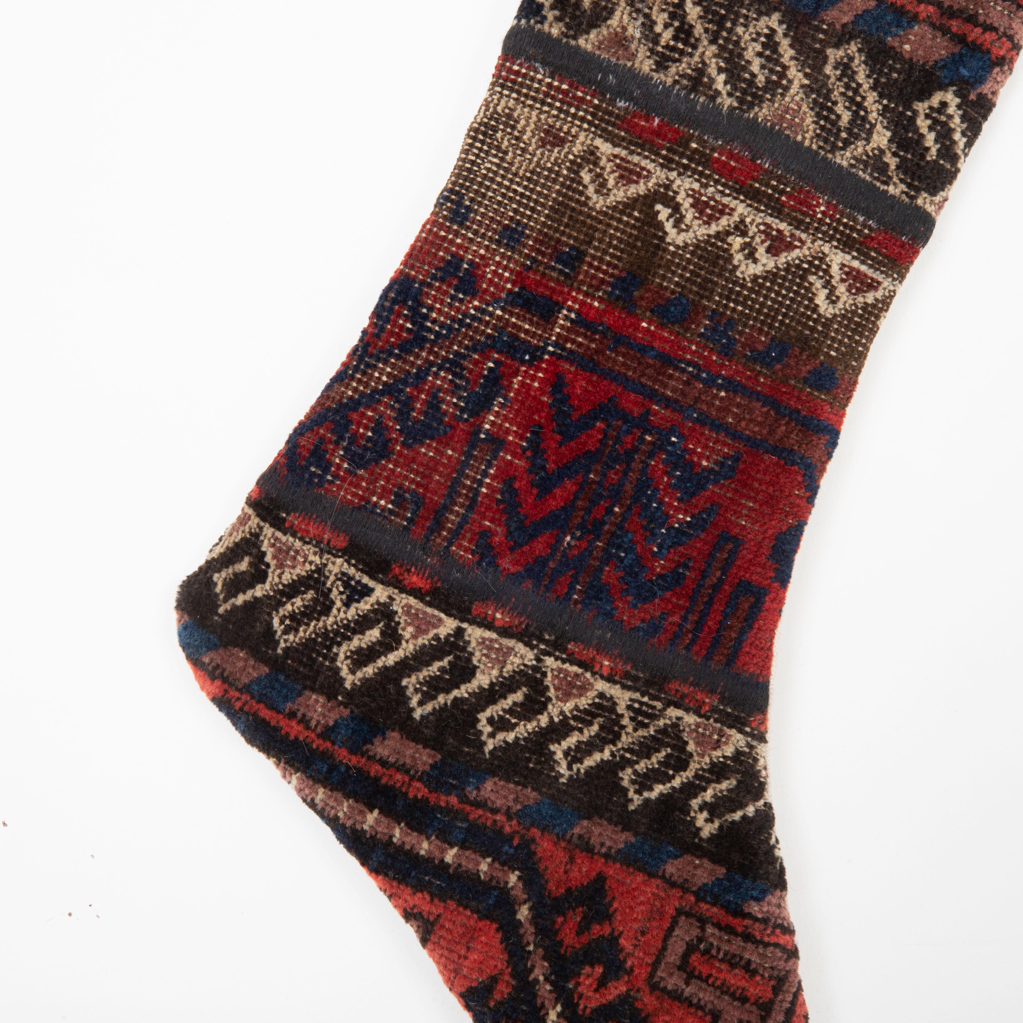 Afghan Christmas Stocking Made from Baluch Rug Fragments For Sale