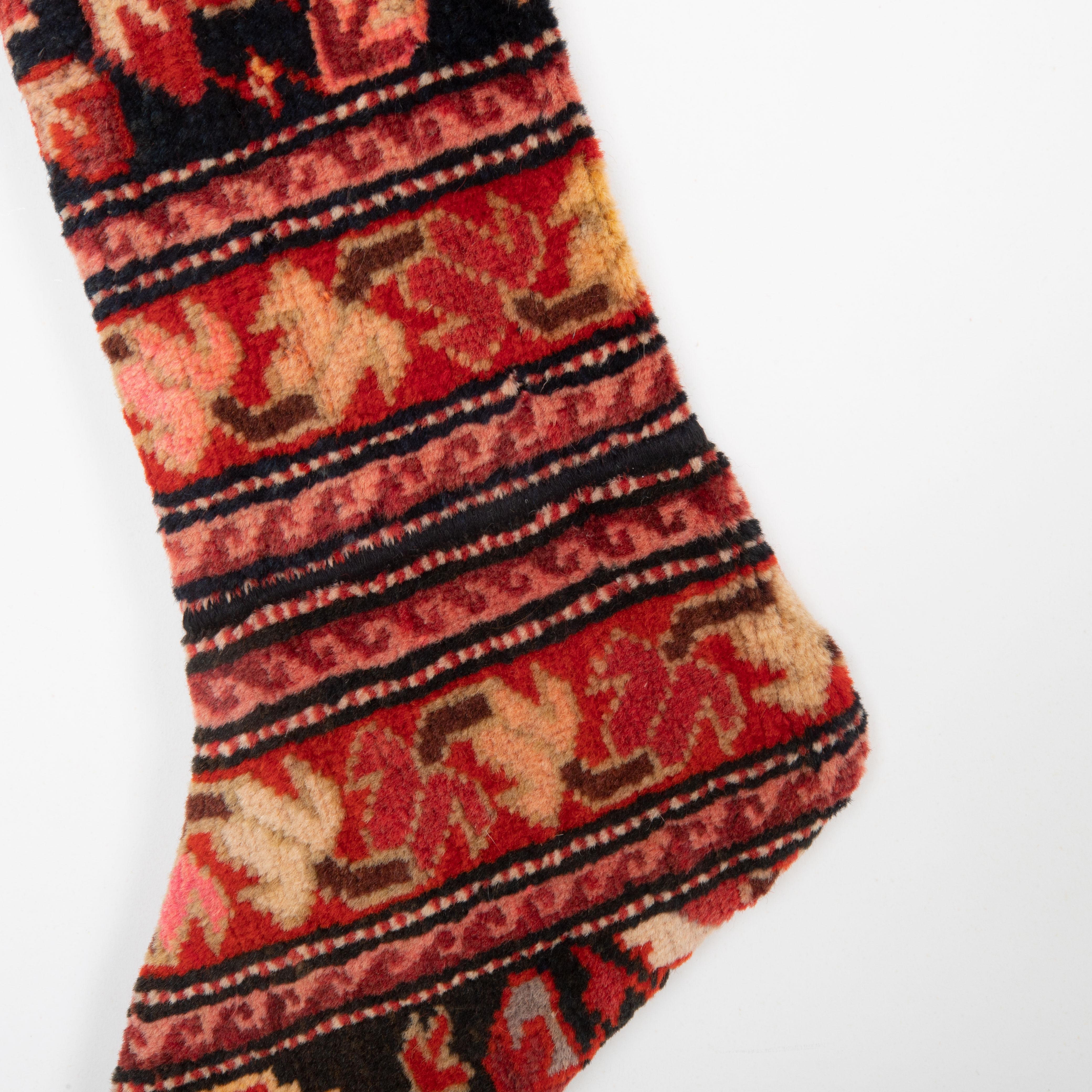 20th Century Christmas Stocking Made from Caucasian Rug Fragments For Sale