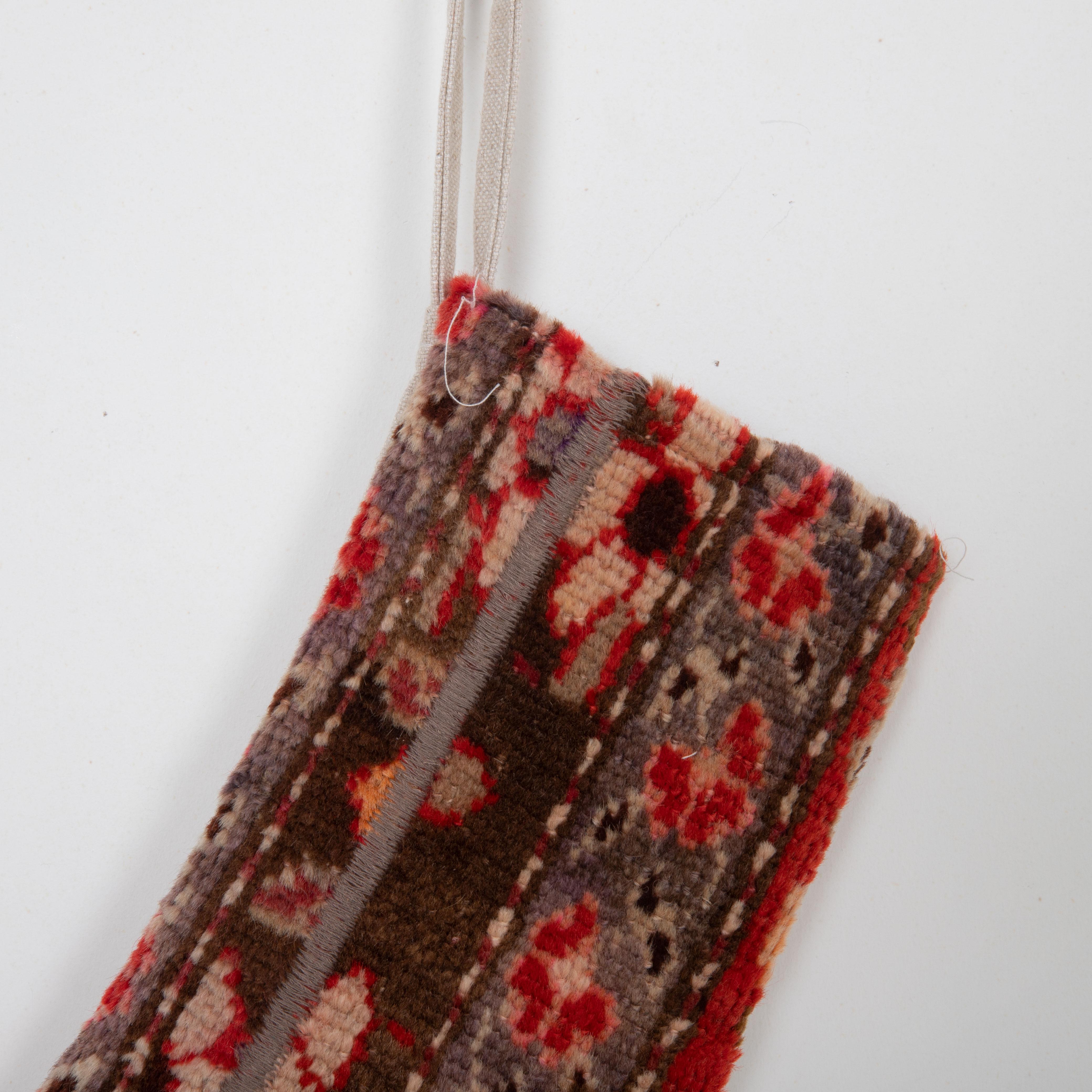 20th Century Christmas Stocking Made from Caucasian Rug Fragments For Sale