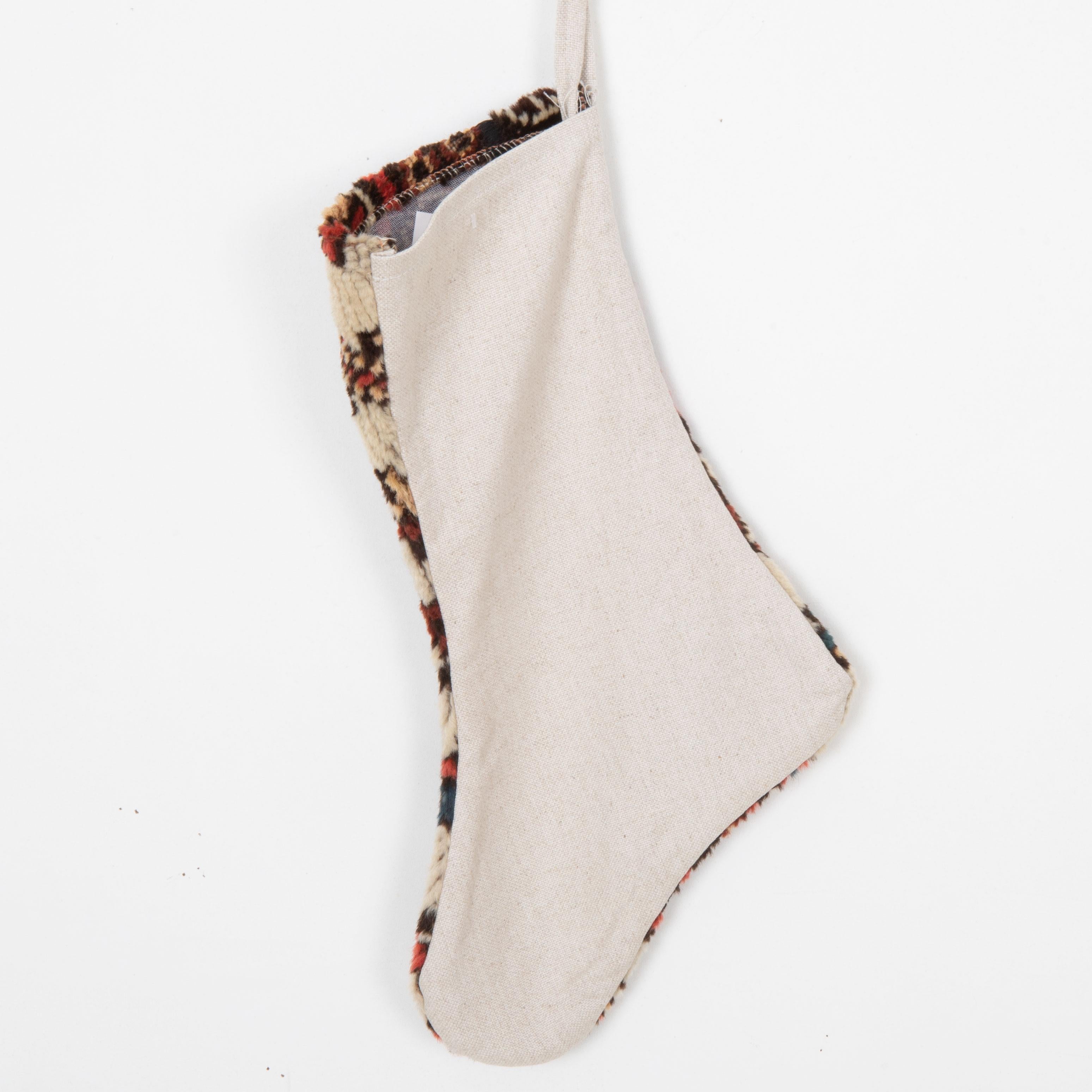 Wool Christmas Stocking Made from Caucasian Rug Fragments For Sale