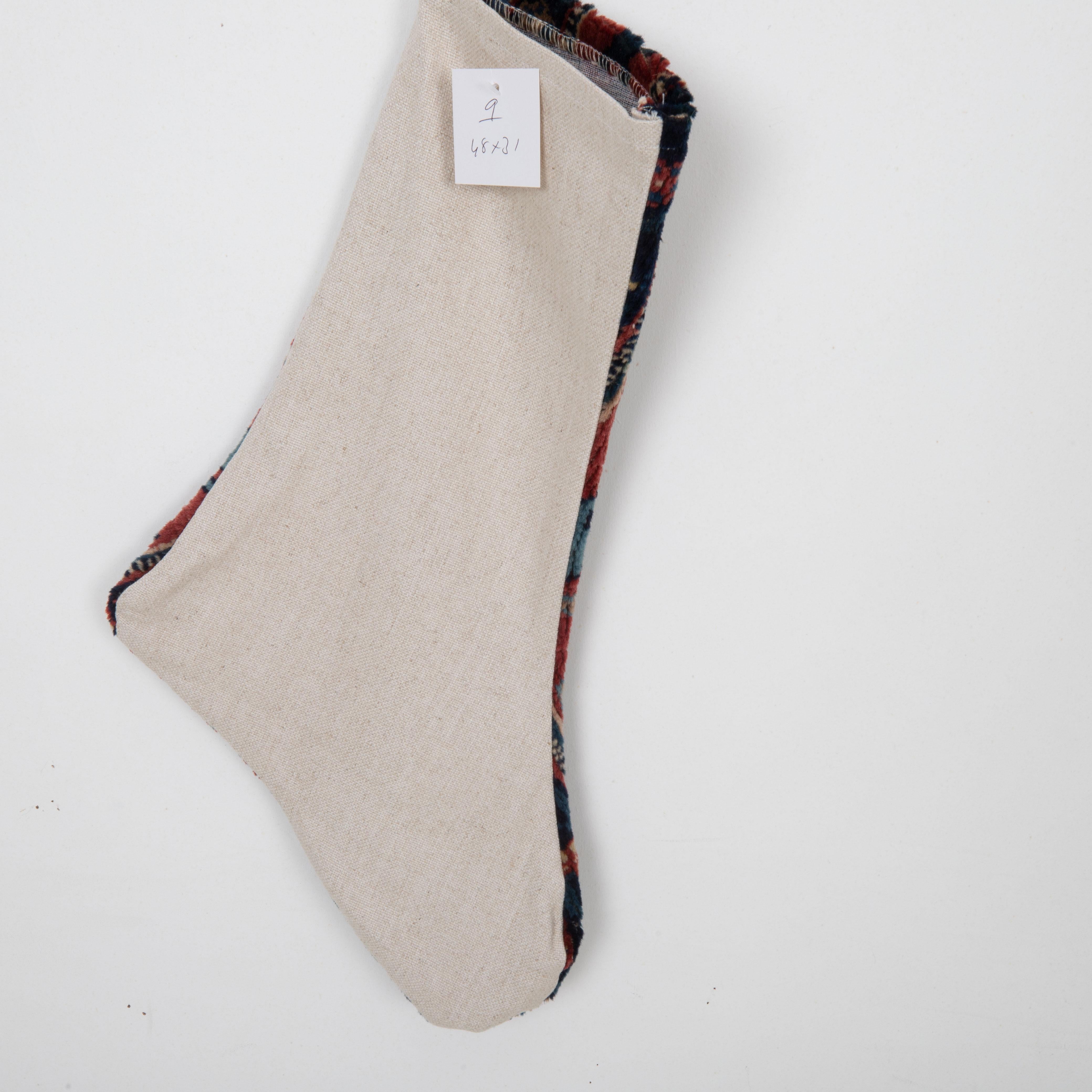 Wool Christmas Stocking Made from Caucasian Rug Fragments For Sale