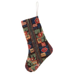Antique Christmas Stocking Made from Caucasian Rug Fragments