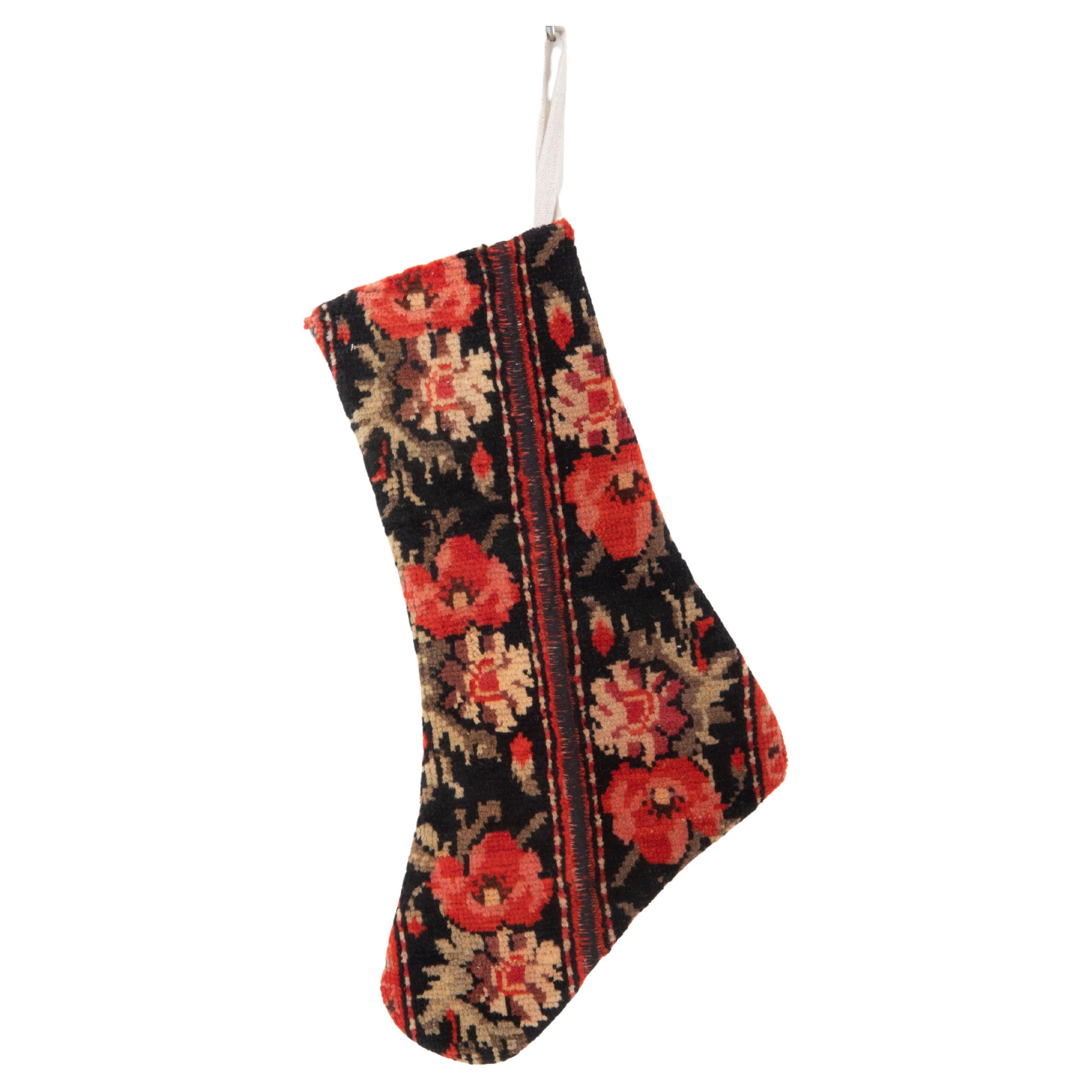 Christmas Stocking Made from Caucasian Rug Fragments For Sale