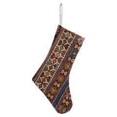 Antique Christmas Stocking Made from Caucasian Rug Fragments