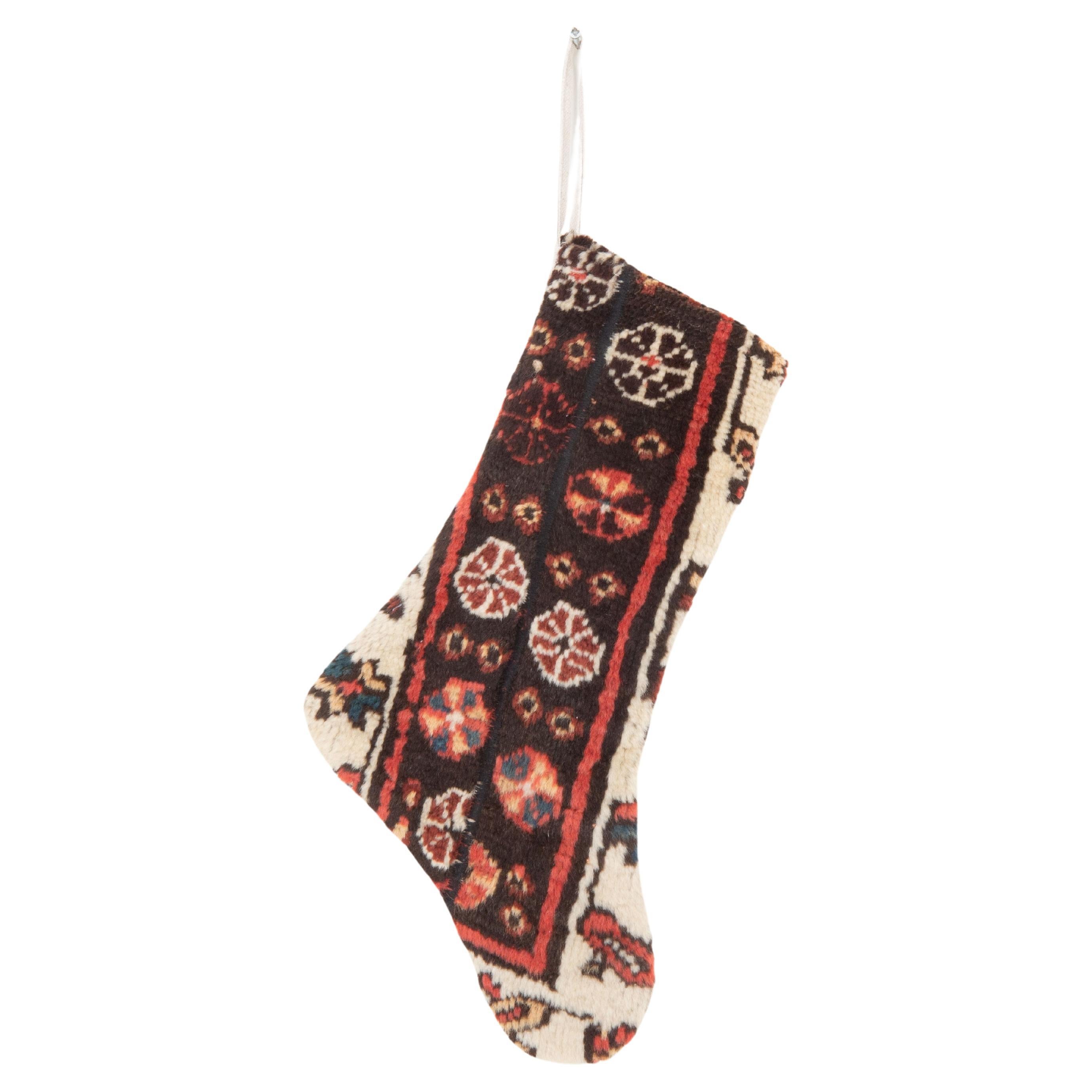 Christmas Stocking Made from Caucasian Rug Fragments For Sale