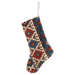 Antique Christmas Stocking Made from Caucasian Rug Fragments