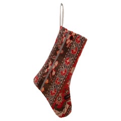 Antique Christmas Stocking Made from Caucasian Rug Fragments