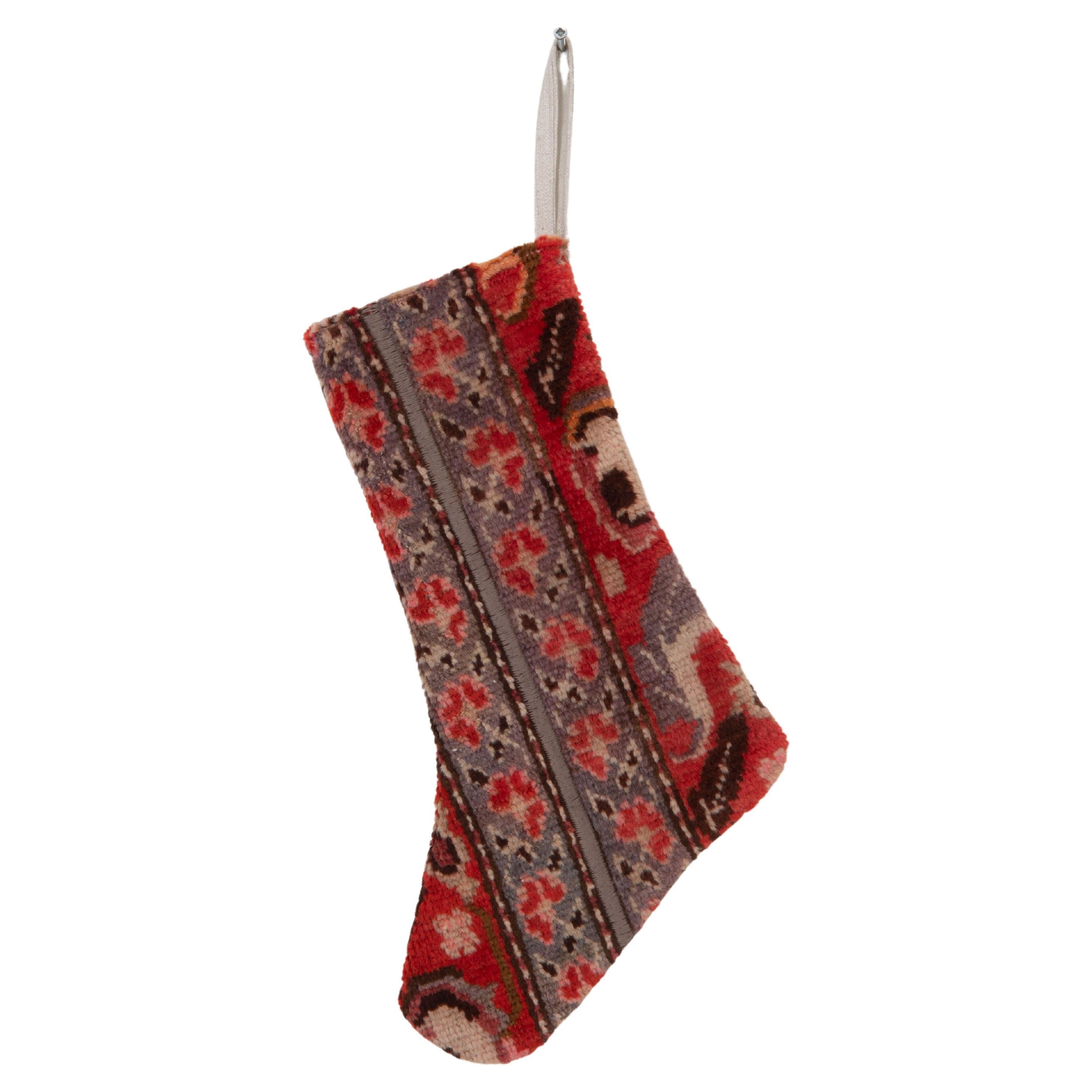 Christmas Stocking Made from Caucasian Rug Fragments For Sale