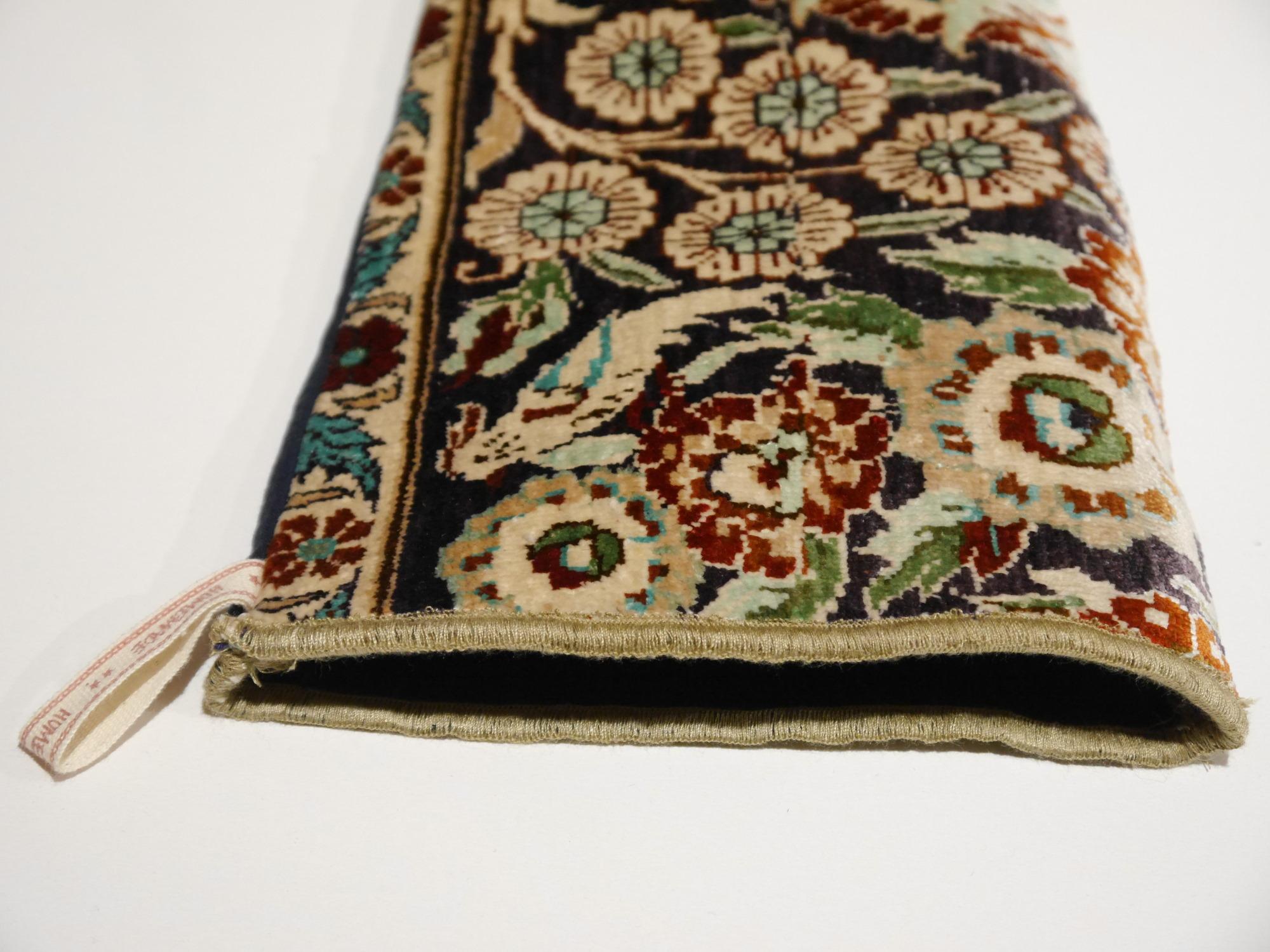 Hand-Knotted Christmas Stocking One of a Kind Made of a 1970s Hereke Silk Rug