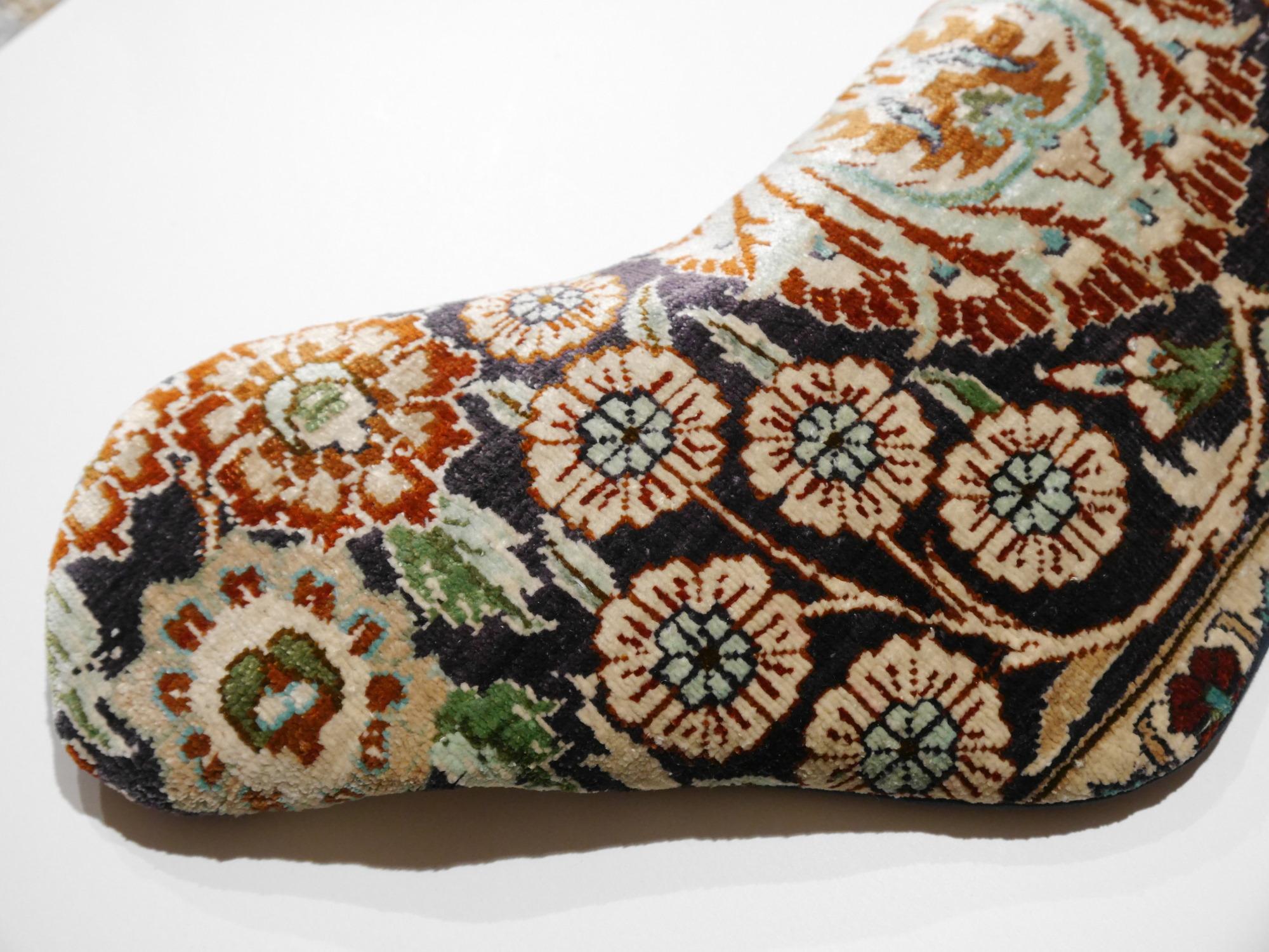 Christmas Stocking One of a Kind Made of a 1970s Hereke Silk Rug In Excellent Condition In Lohr, Bavaria, DE
