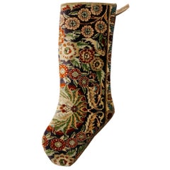Vintage Christmas Stocking One of a Kind Made of a 1970s Hereke Silk Rug