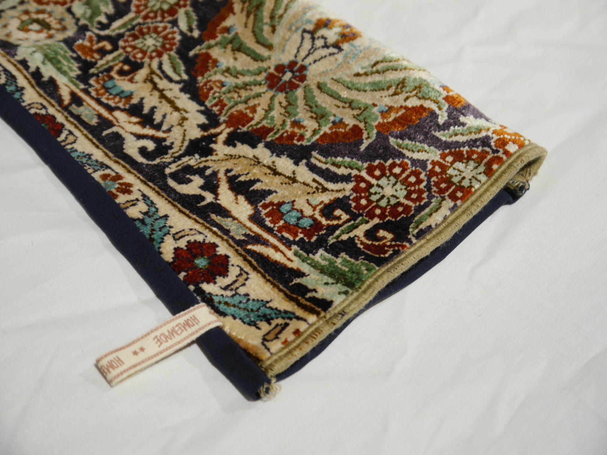 Turkish Christmas Stocking One of a Kind Made of a 1970s Hereke Silk Rug For Sale