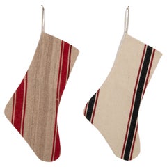 Vintage Christmas Stockings Made from Anatolian Kilim Fragments