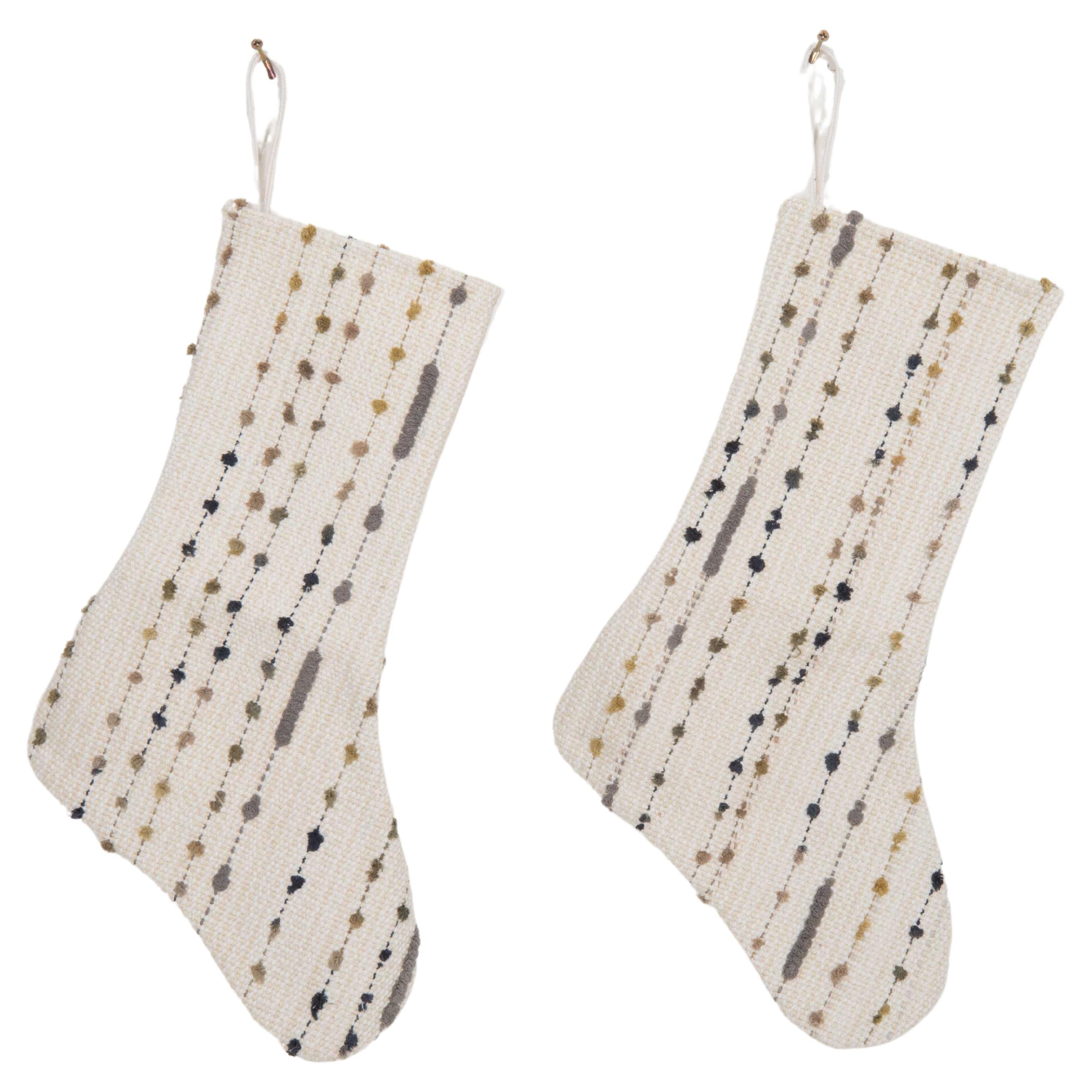 Christmas Stockings Made from Contemporary Anatolian Kilim Fragments