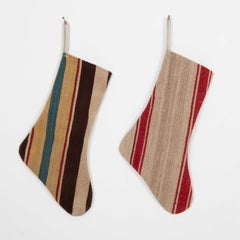 Medias de Navidad hechas de  Fragmentos antiguos de Kilim de Anatolia
