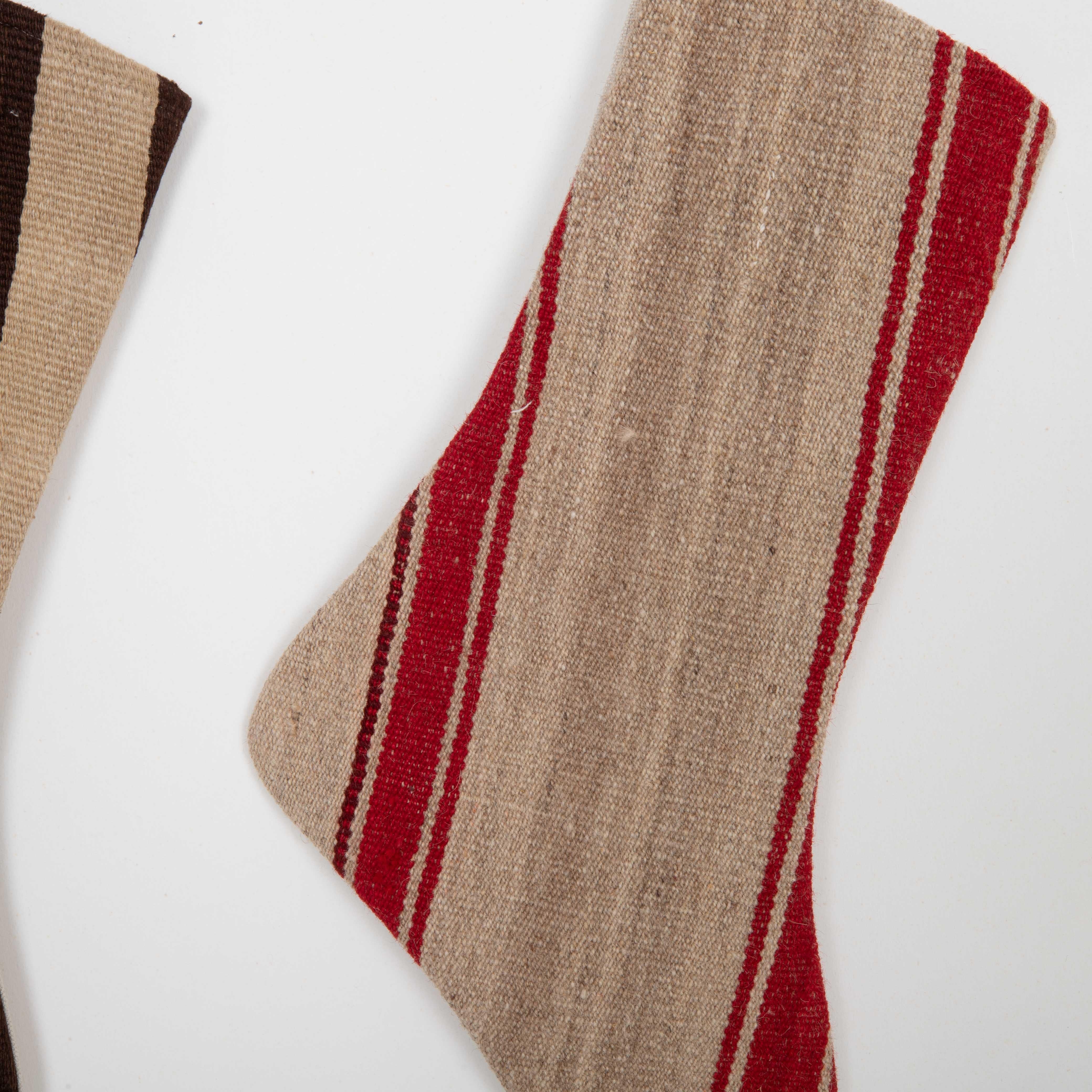 Turkish Christmas Stockings Made from  Vintage Anatolian Kilim Fragments For Sale