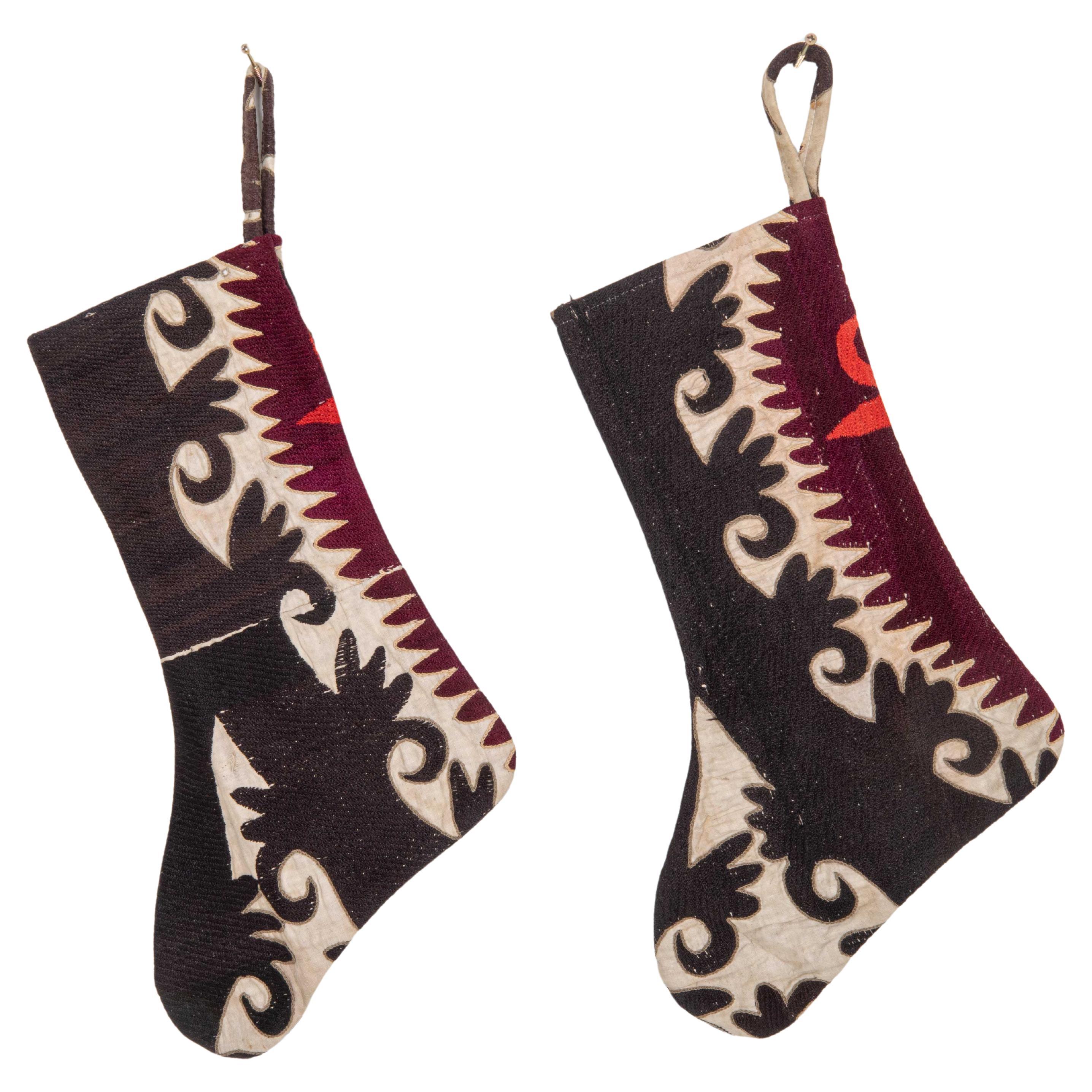 Christmas Stockings Made from Vıntage Suzani Fragments For Sale
