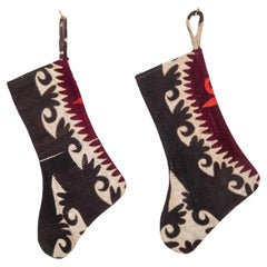 Retro Christmas Stockings Made from Vıntage Suzani Fragments