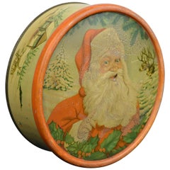 Vintage Christmas Tin with Santa Claus, Belgium