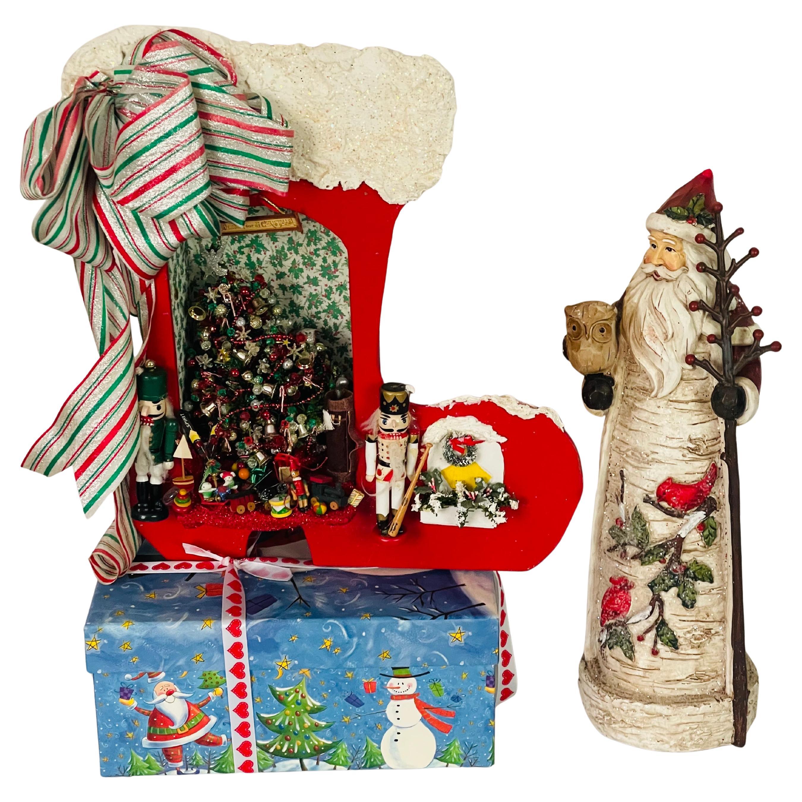 Christmas Toys Santa Claus Christmas Miniature Tree w Lights