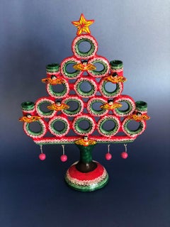 Christmas Tree "Arbol De La Vida" Folk Art Mexico Tree of Life Clay Candelabra