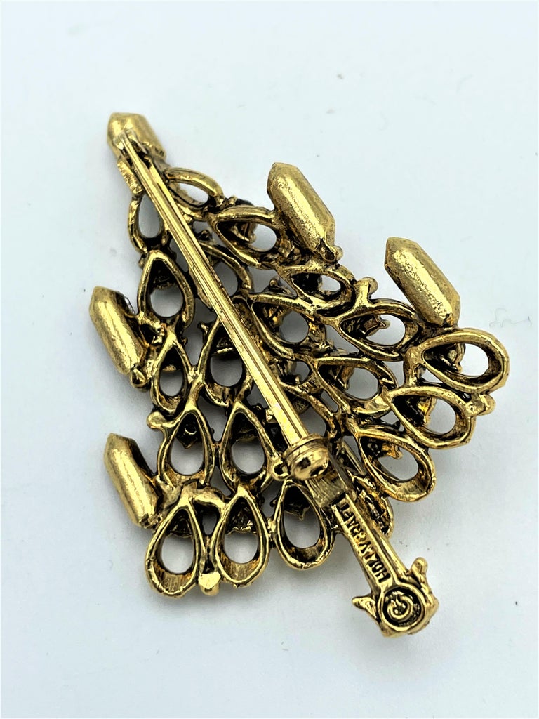 Broche Vintage Strass Couleur Années 80 - Stock Neuf Ancien (Old New Stock) - Acier