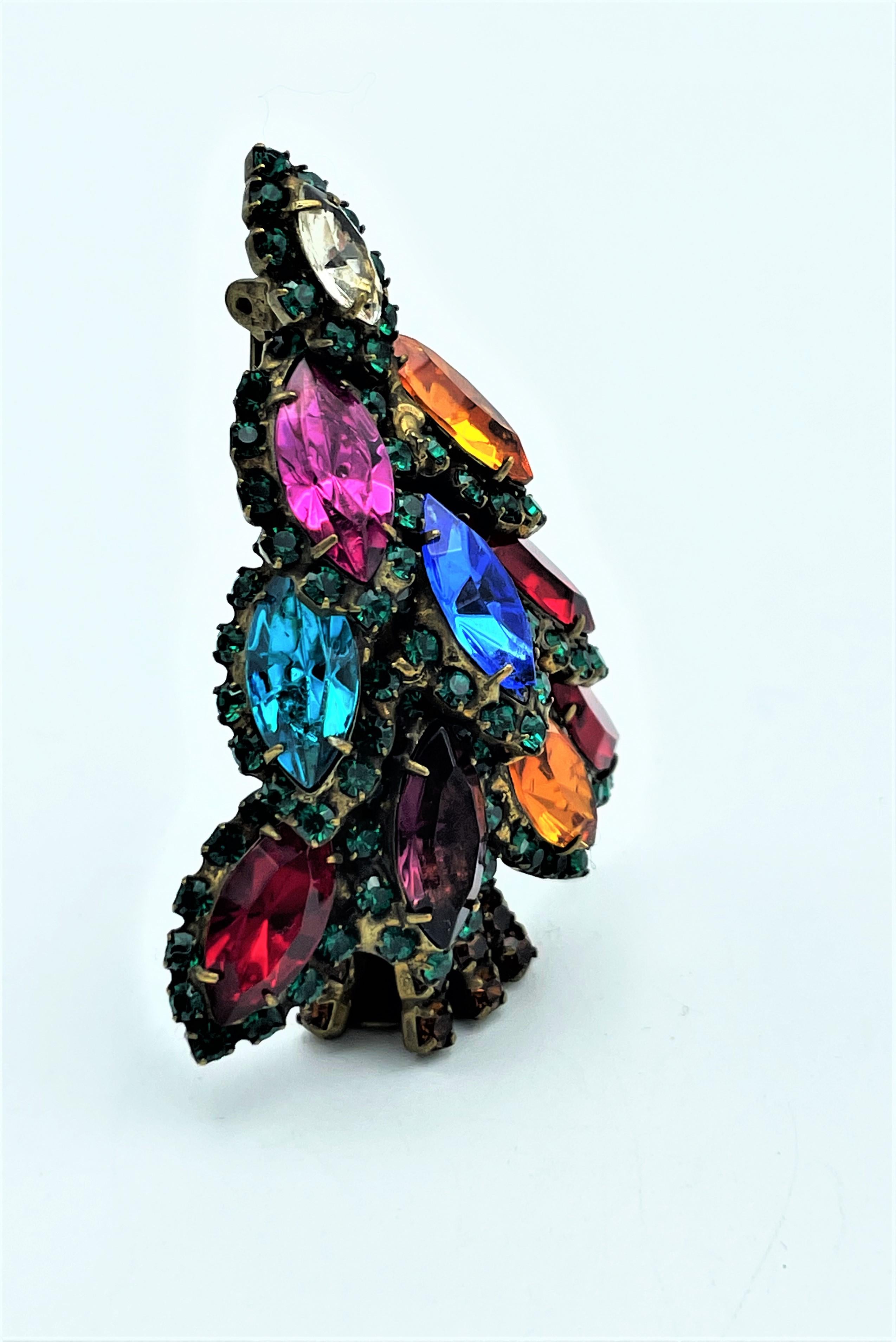 Christmas tree brooch by Dorothy Bauer Calif. Austrian crystal stones, 2000s 1